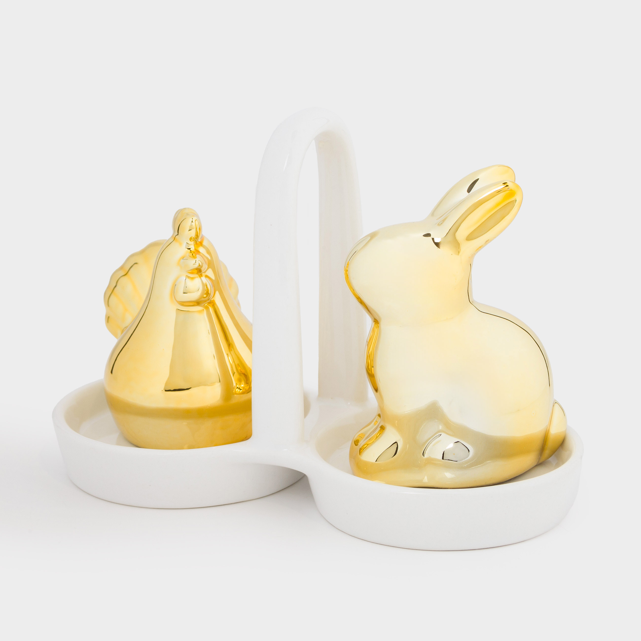 Тұз және бұрыш жинағы, 17 см, тұғырда, керамика, алтын ақ, Easter gold, image-4