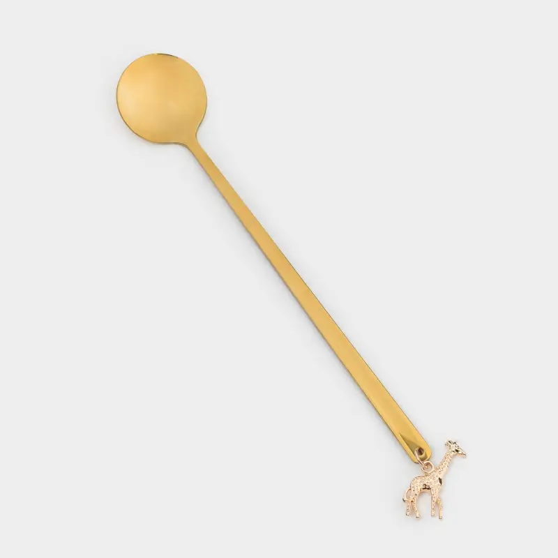 Ложка десертная, 17 см, сталь, золотистая, Жираф, Giraffe ,image-0