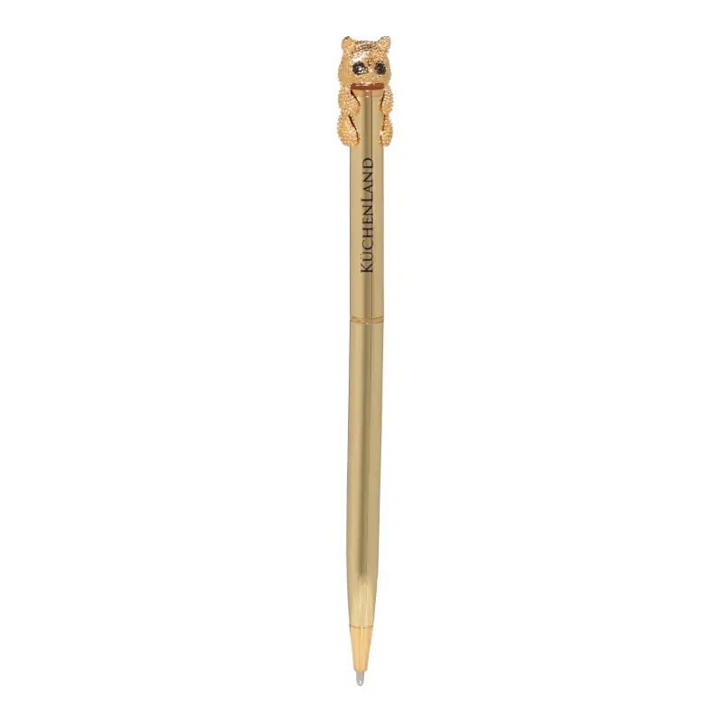 Ручка шариковая, 14 см, с фигуркой, золотистая, Кот, Draw figure ,image-0
