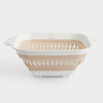 Дуршлаг, 22х22 см, складной, пластик/резина, квадратный, бежевый, Foldaway ,image-0