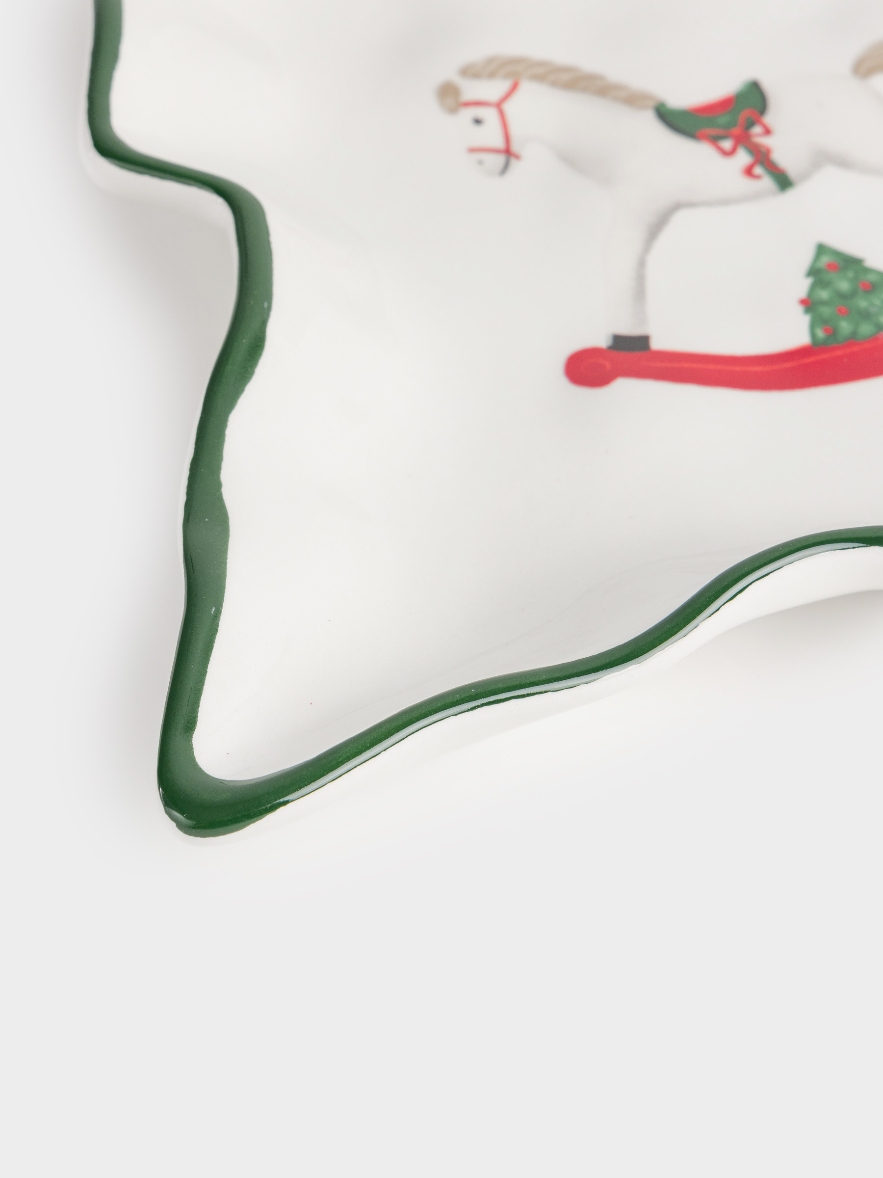 Ыдыс, 31х27 см, керамика, Жылқы, Сhristmas green, image-3