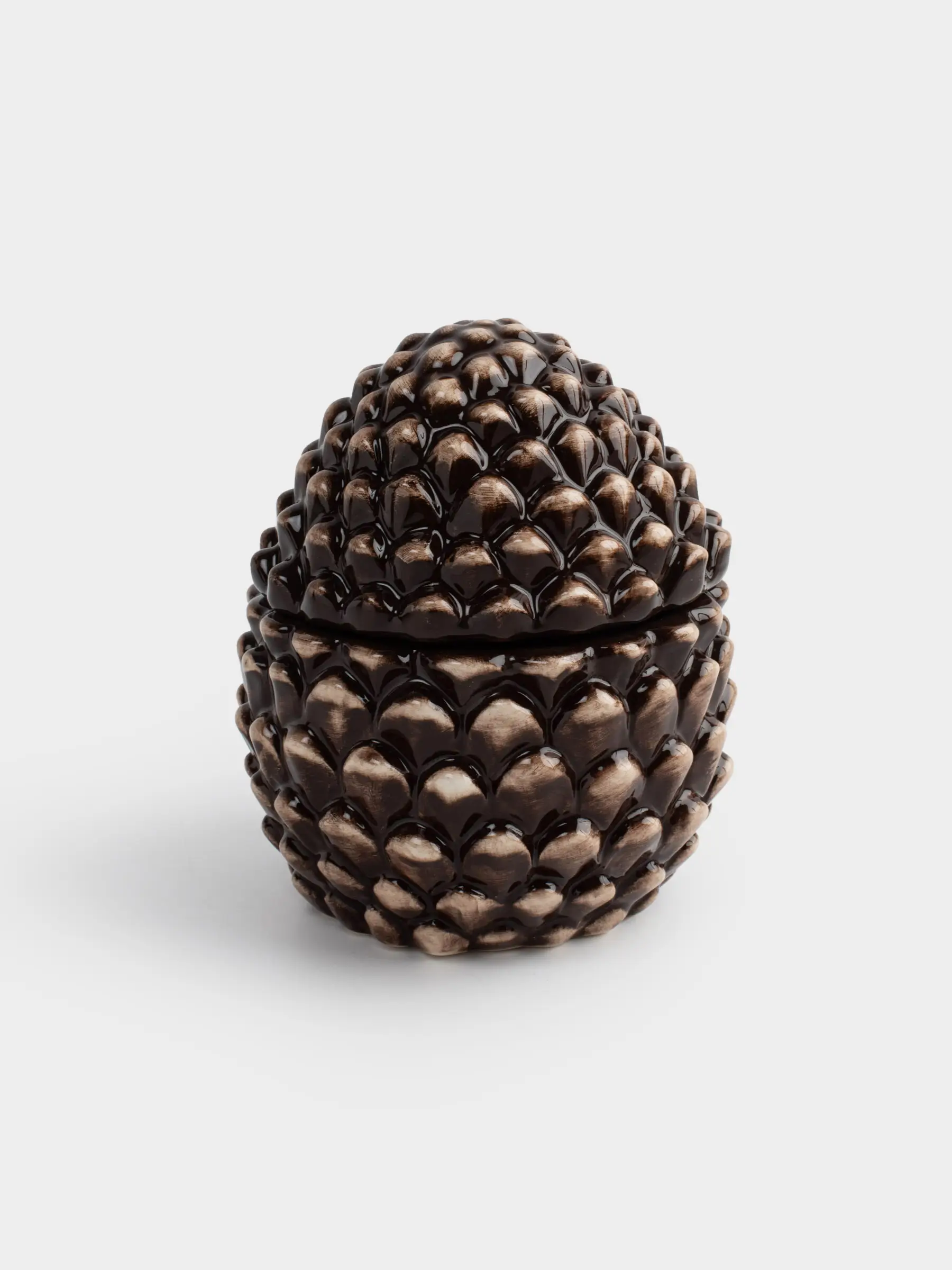 Емкость для хранения, 12х15 см, 490 мл, керамика, коричневая, Шишка, Winter delice