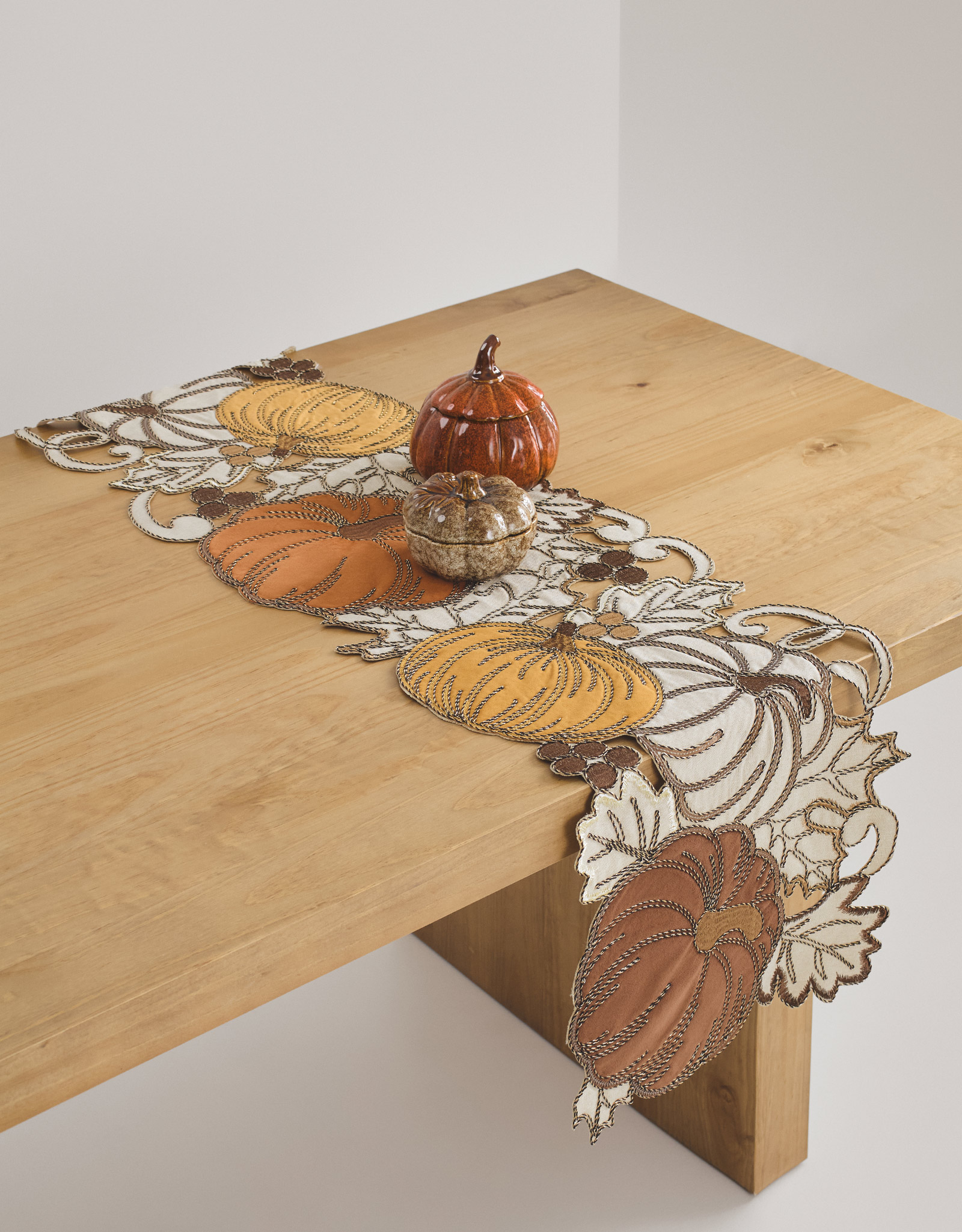Дорожка настольная, 40х160 см, полиэстер, бежевая, Тыквы, Colors autumn, image-6
