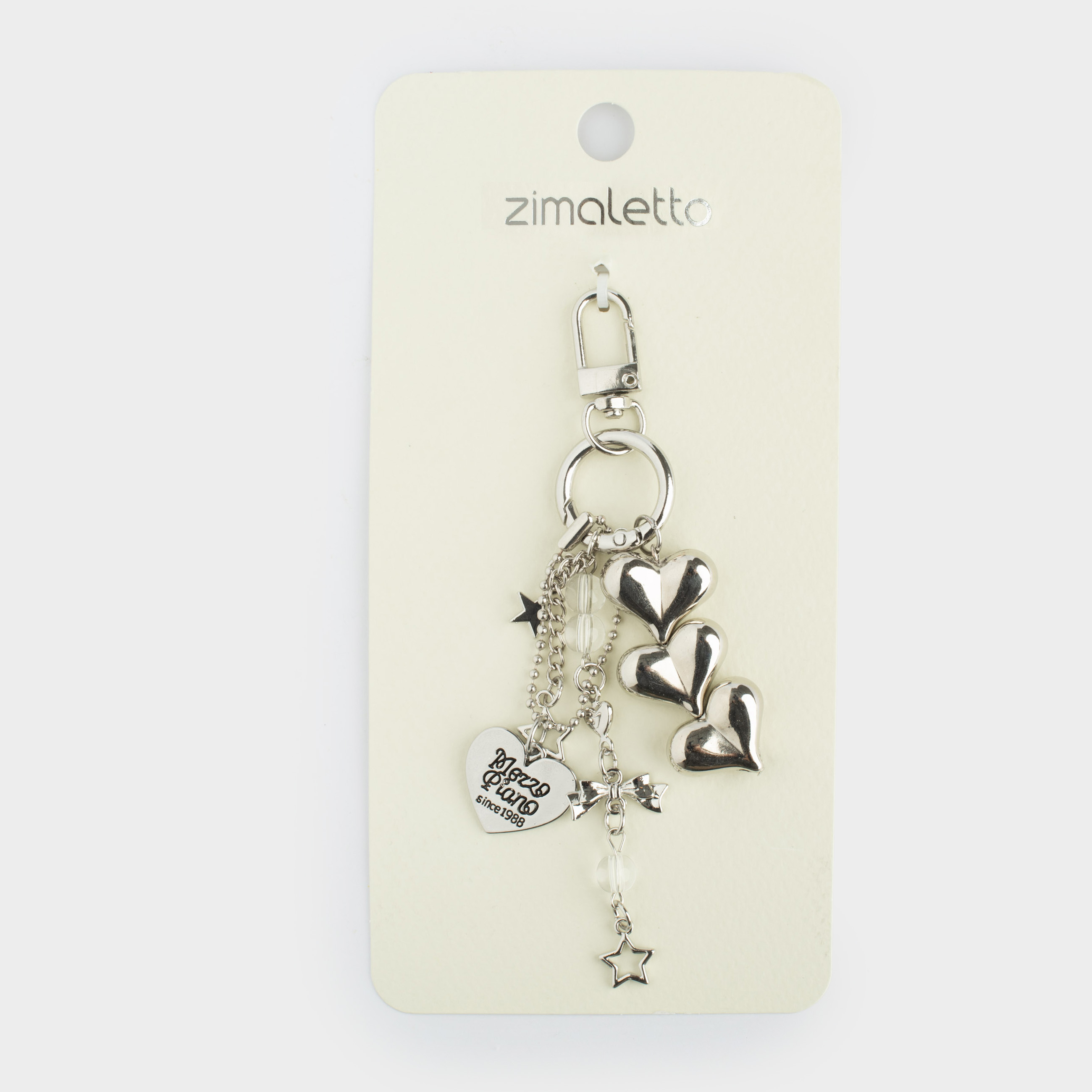 Брелок, 12 см, пластик/металл, серебристый, Три сердца, Jewelry heart, image-3