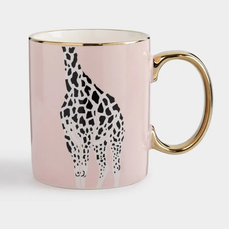 Кружка, 350 мл, фарфор N, розово-золотистая, Жираф, Giraffe ,image-0