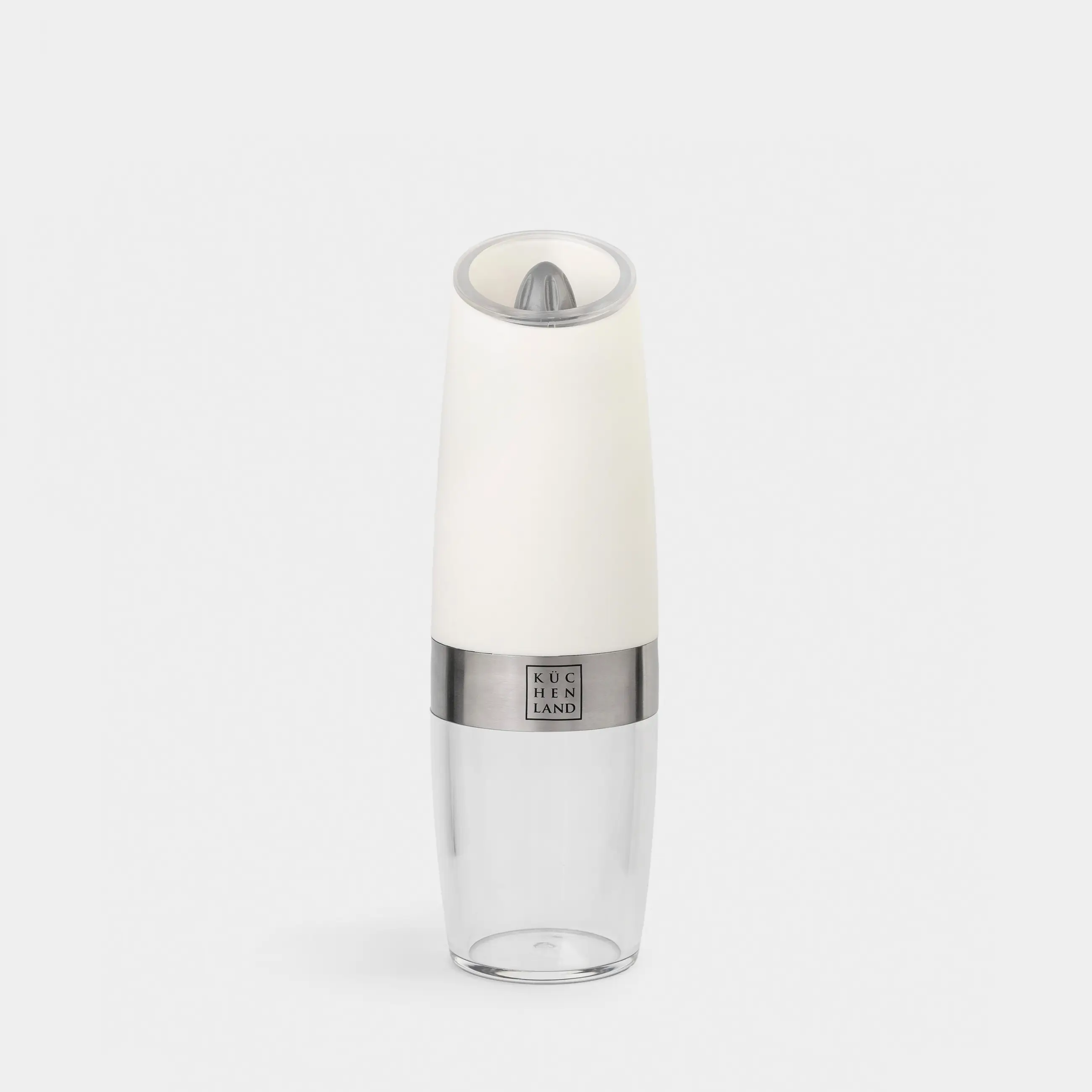 Дәмдеуіш диірмені, 20 см, гравитациялық, пластик/акрил, LED W, ақ, Spicy