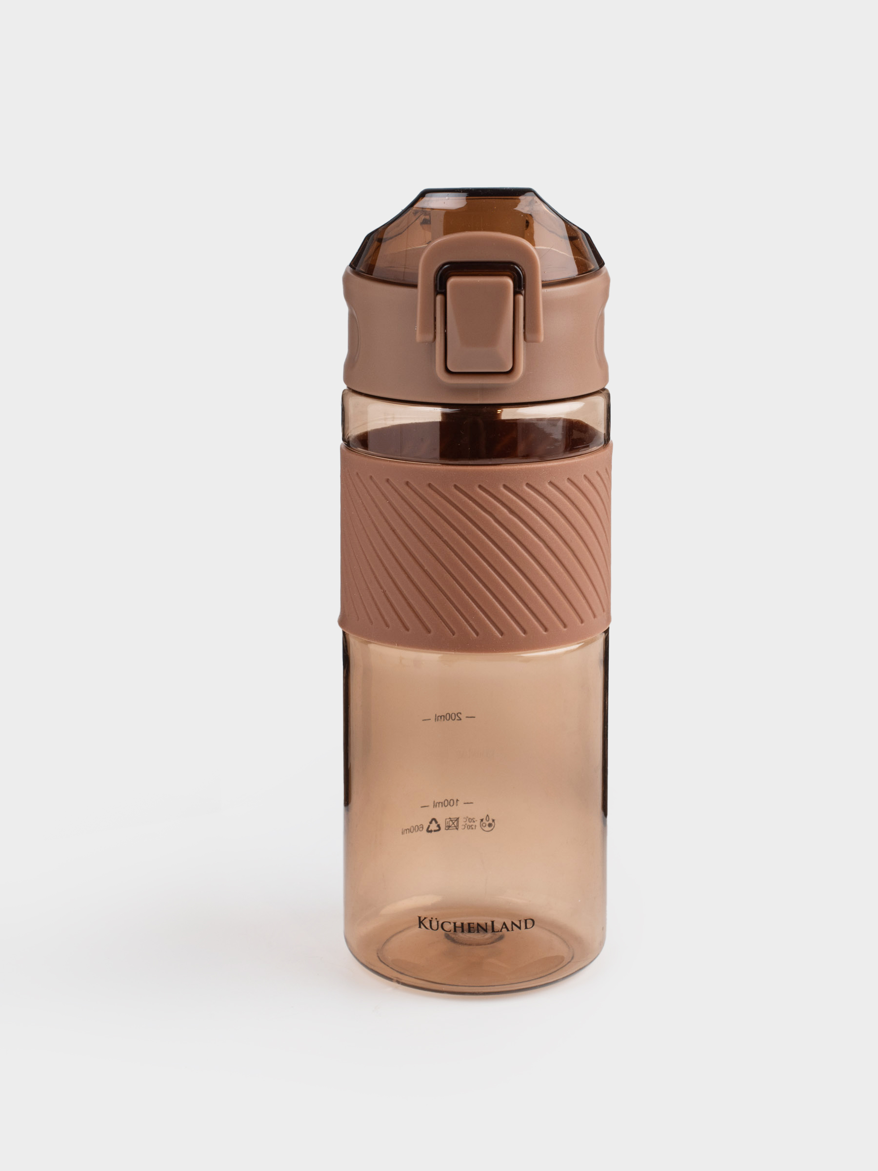 Суға арналған бөтелке, 600 мл, пластик/силикон, қоңыр, Sport, image-0