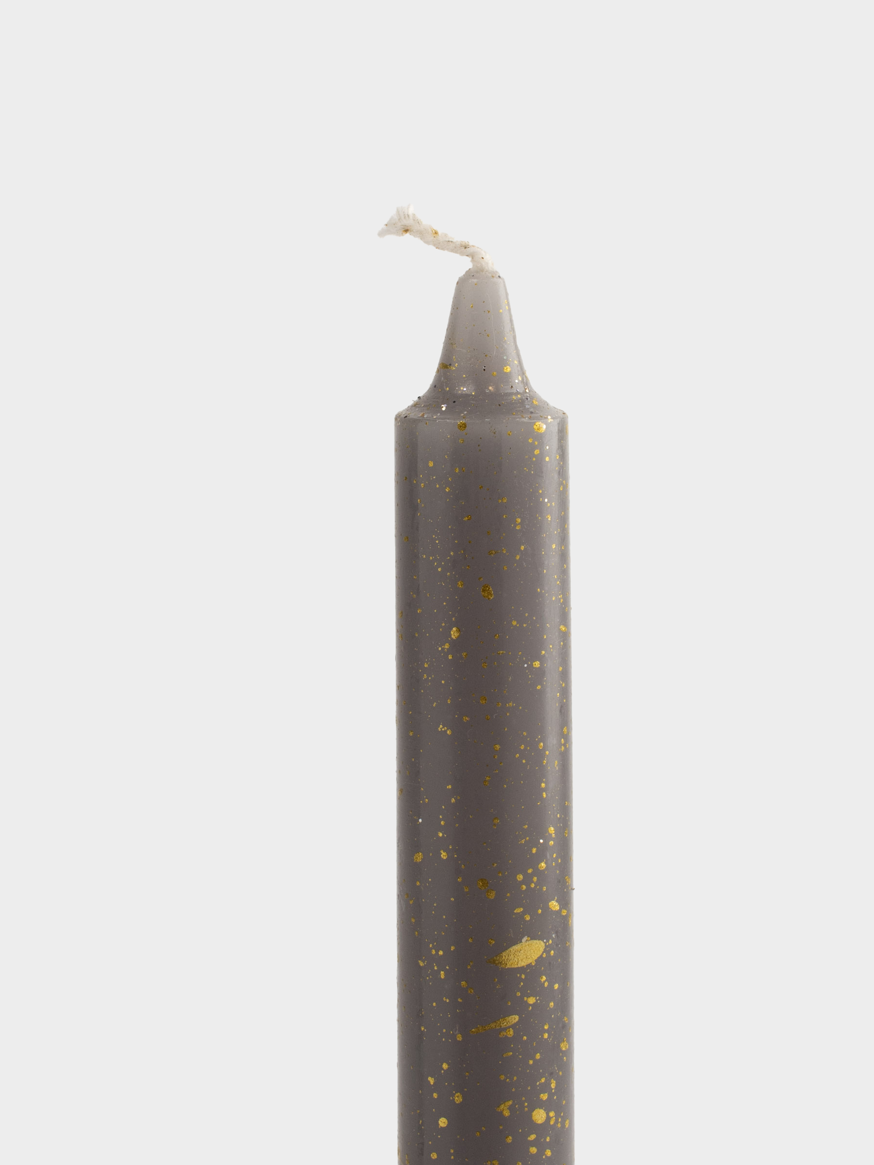 Шам, 25 см, 2 дана, жіңішке, сұр, алтын дақты, Sparkly candle, image-1