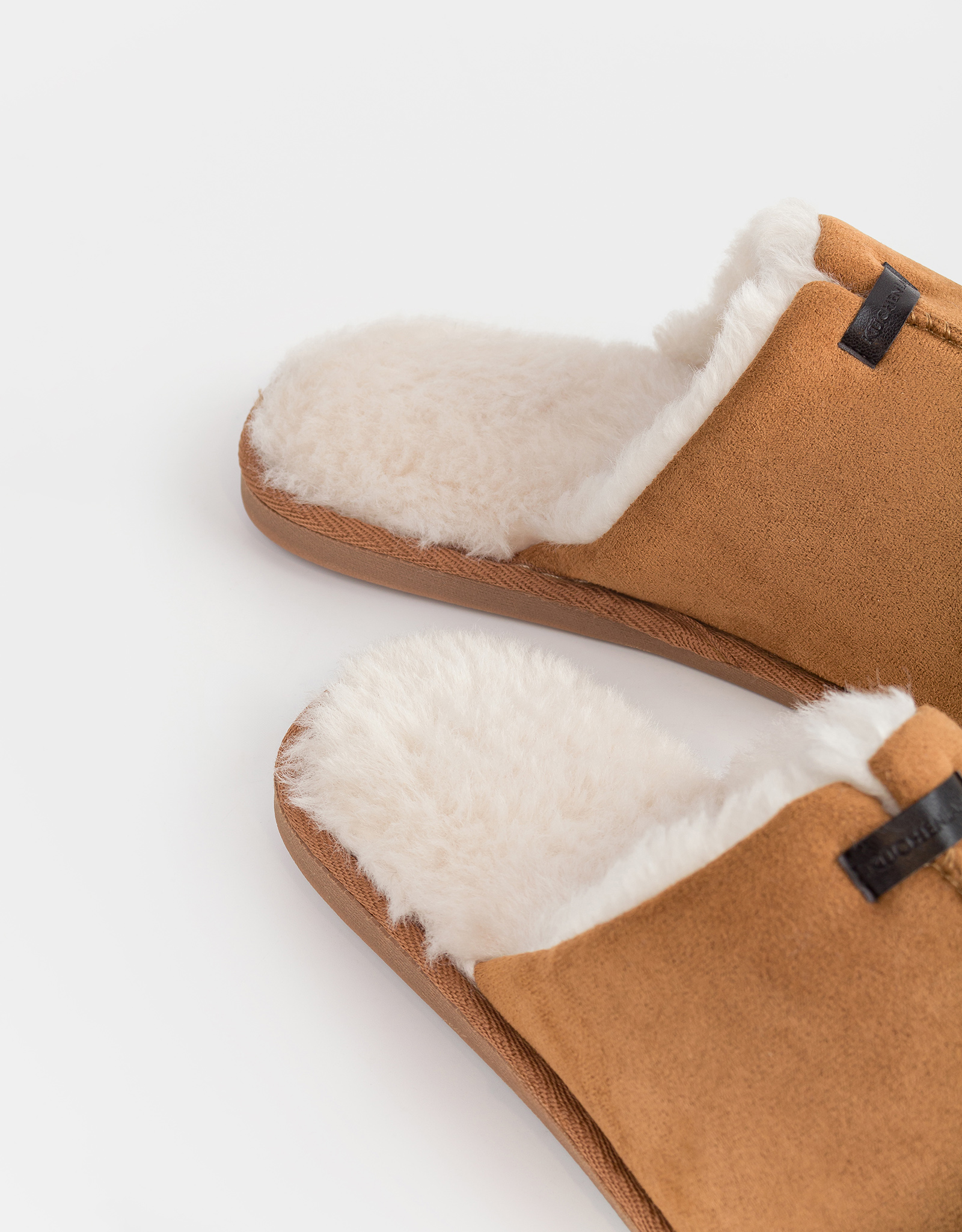 Тапочки женские, домашние, замша/искусственный мех, коричневые, Suede, image-2