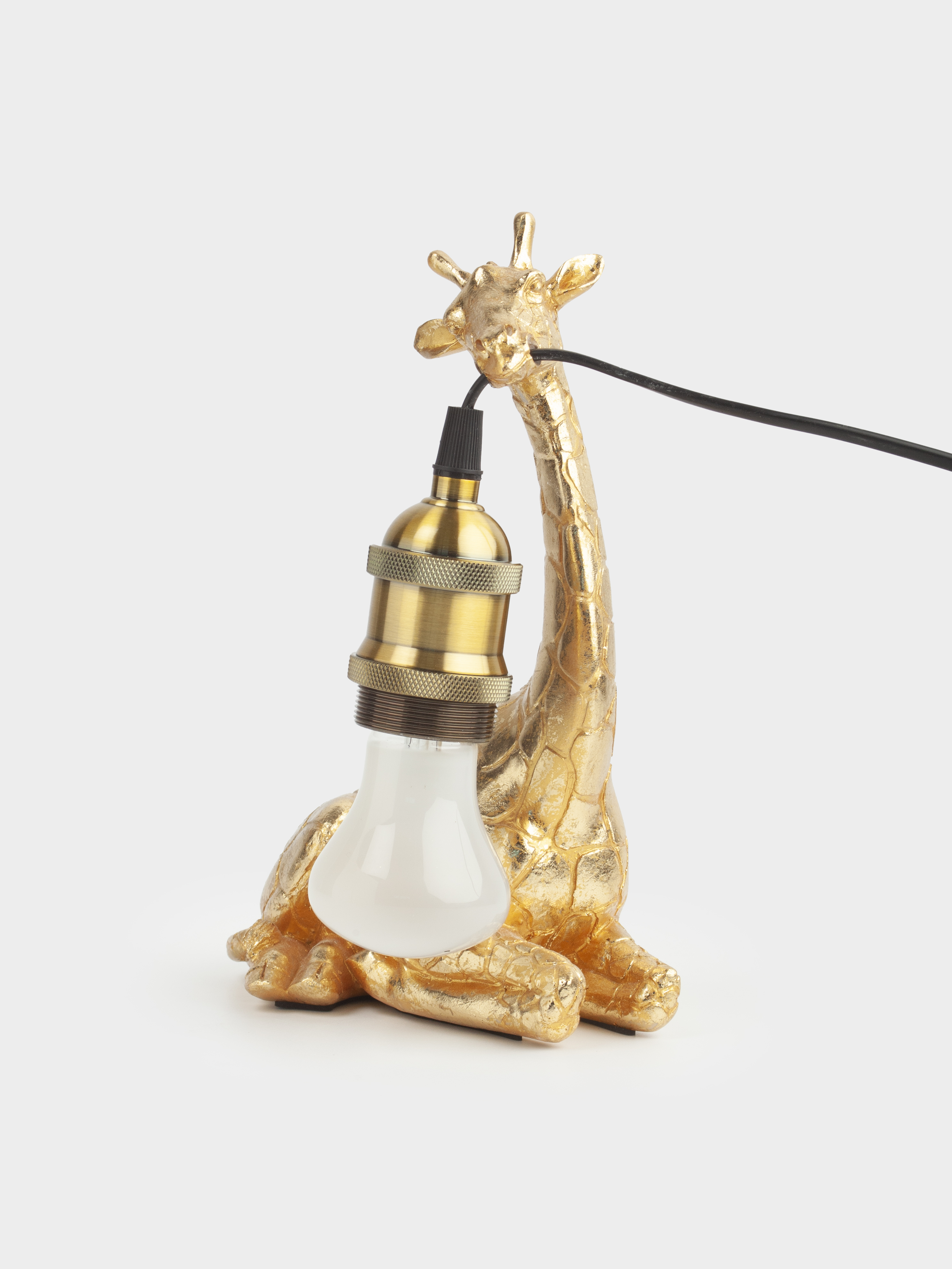 Светильник настольный, 16х11х25 см, полирезин, золотистый, Жираф, Giraffe, image-0