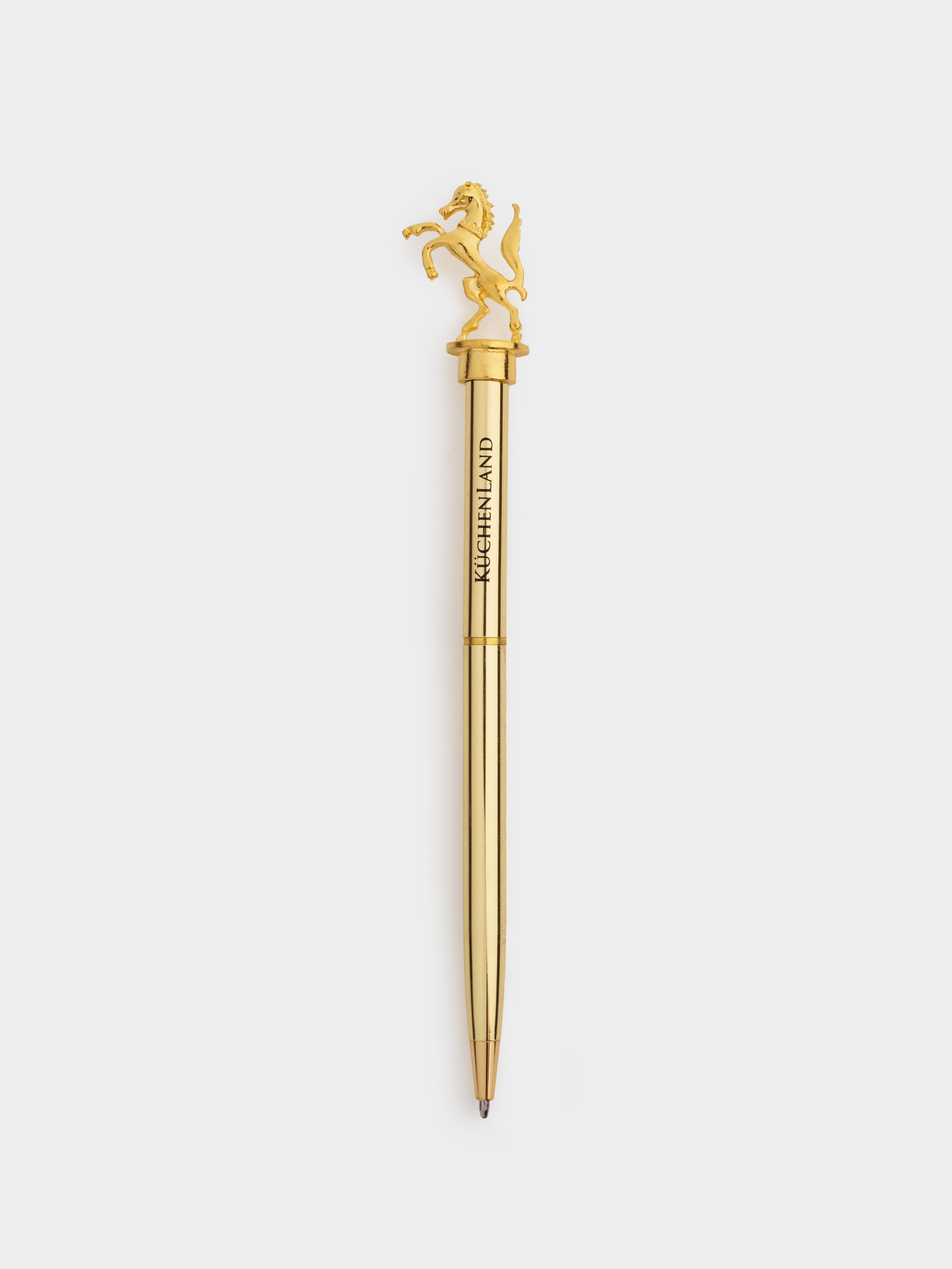 Ручка шариковая, 15 см, с фигуркой, сталь, золотистая, Конь, Draw figure, image-0
