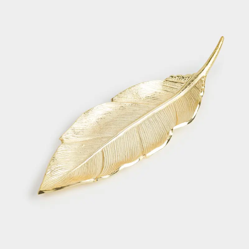 Блюдо декоративное, 26х9 см, металл, золотистое, Лист, Fantastic gold ,image-0