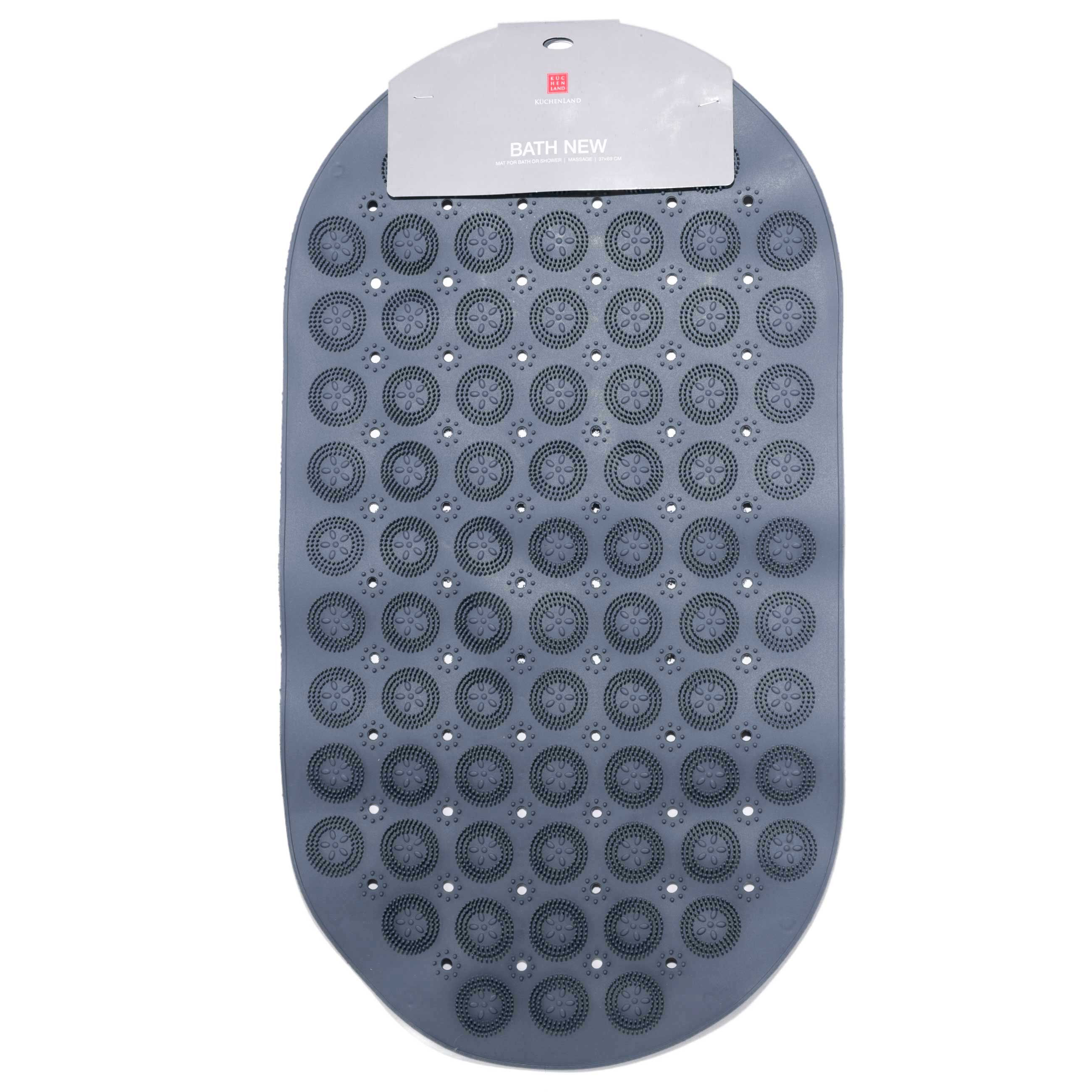 Ваннаға/душқа арналған төсеніш, 37х69 см, массаж, резеңке, сопақ, сұр, ваннаға арналған жаңа, image-2
