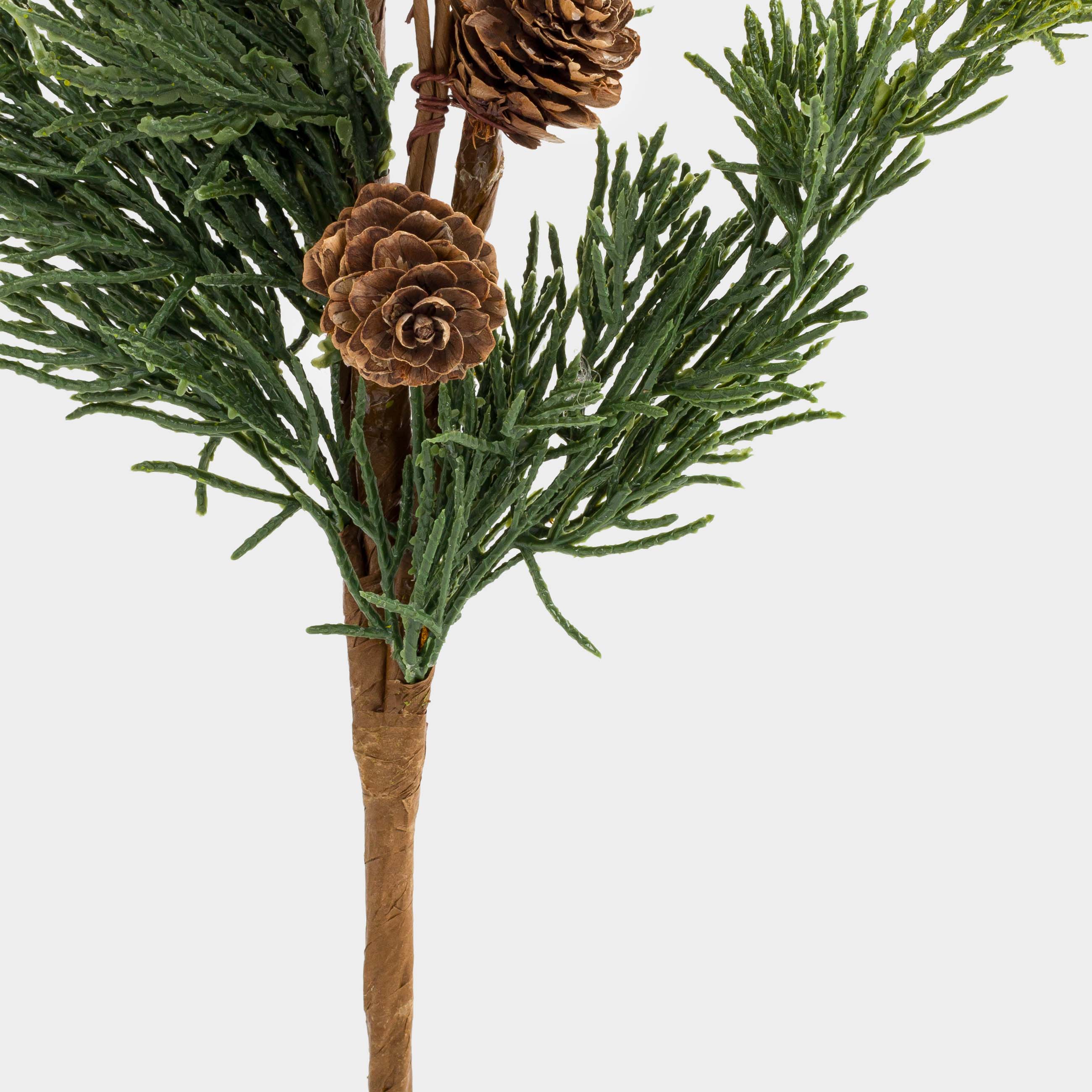 Ветка декоративная, 42 см, полиэтилен/металл, Хвоя с шишками, Conifer decor, image-3