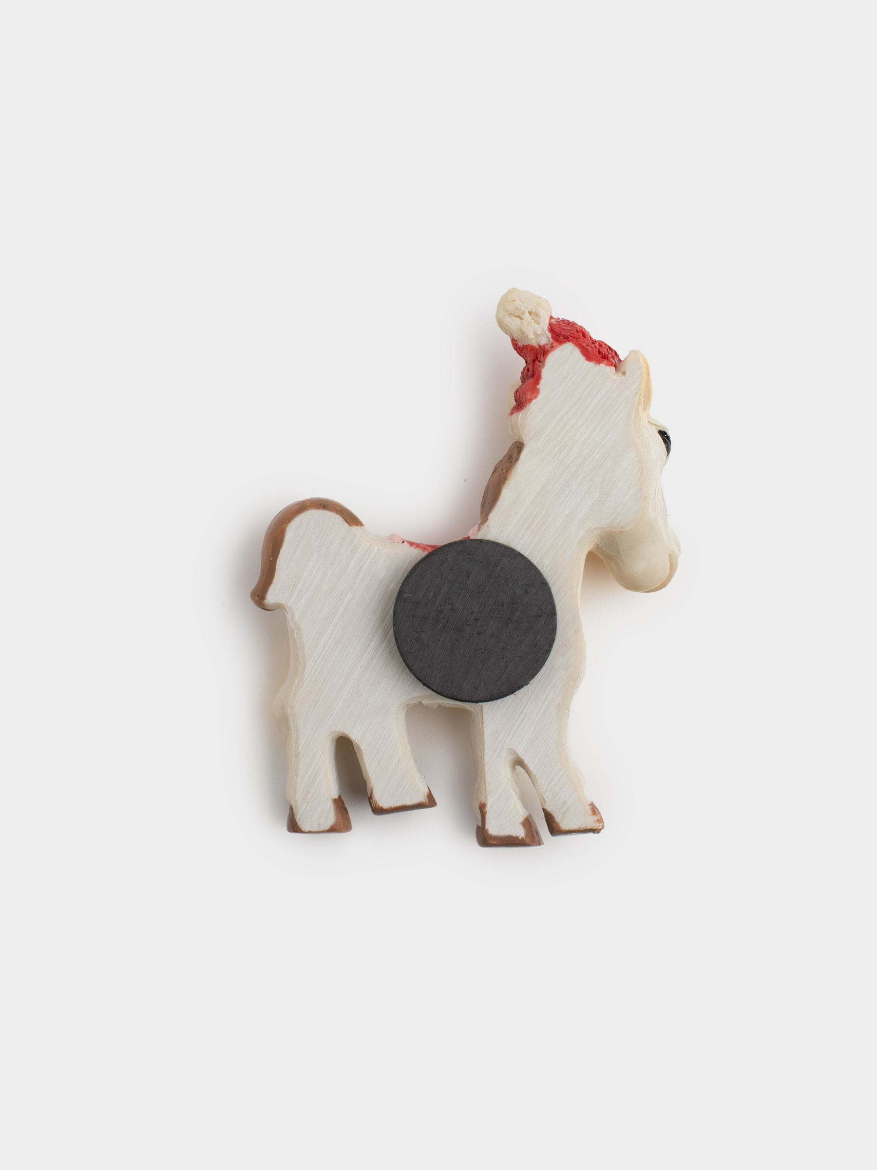 Магнит, 9 см, полирезин, молочно-красный, Пони в колпаке, Horse christmas, image-3