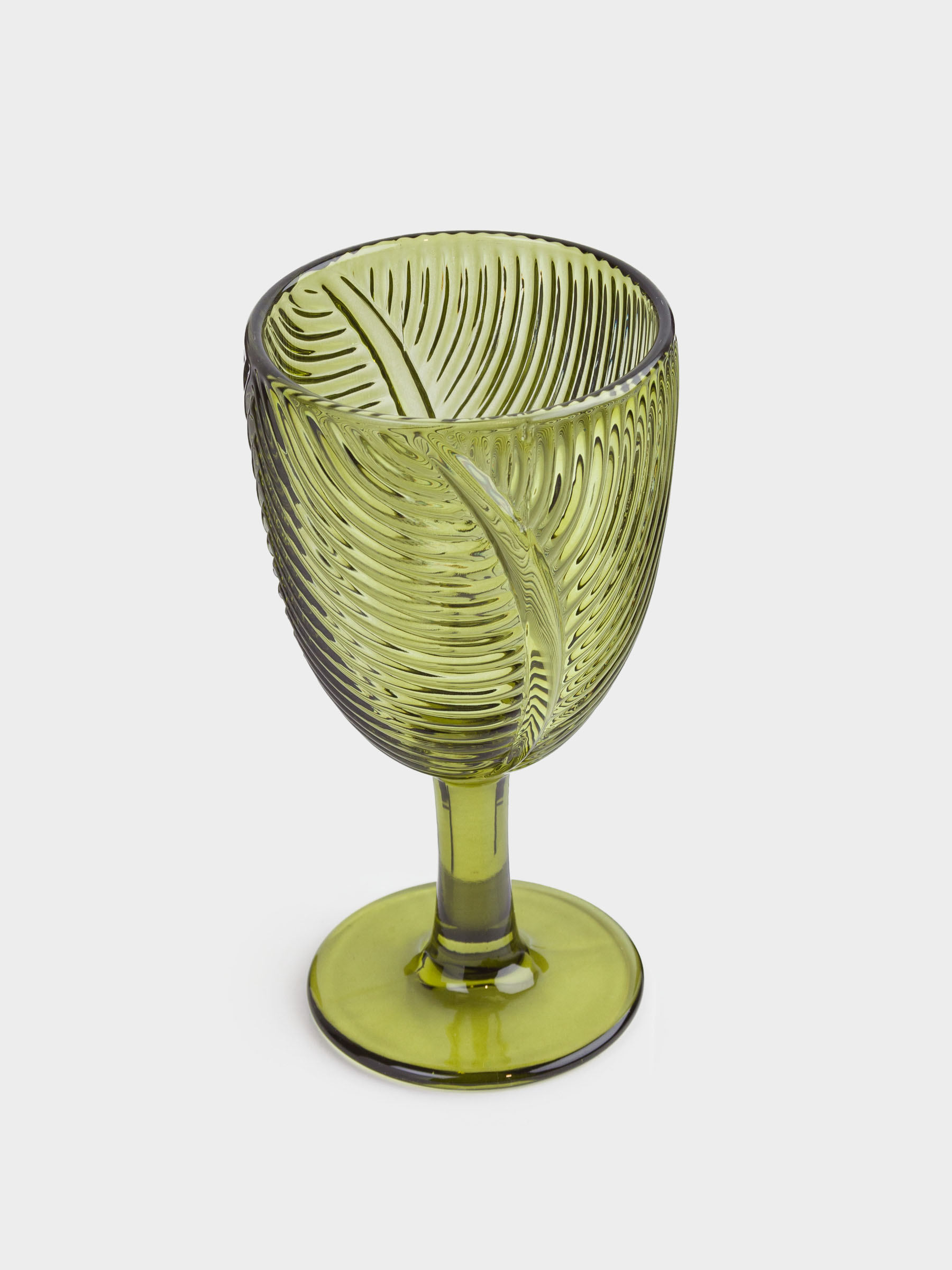 Бокал-кубок для вина, 260 мл, стекло, зеленый, Тропические листья, Tropical leaves, image-1