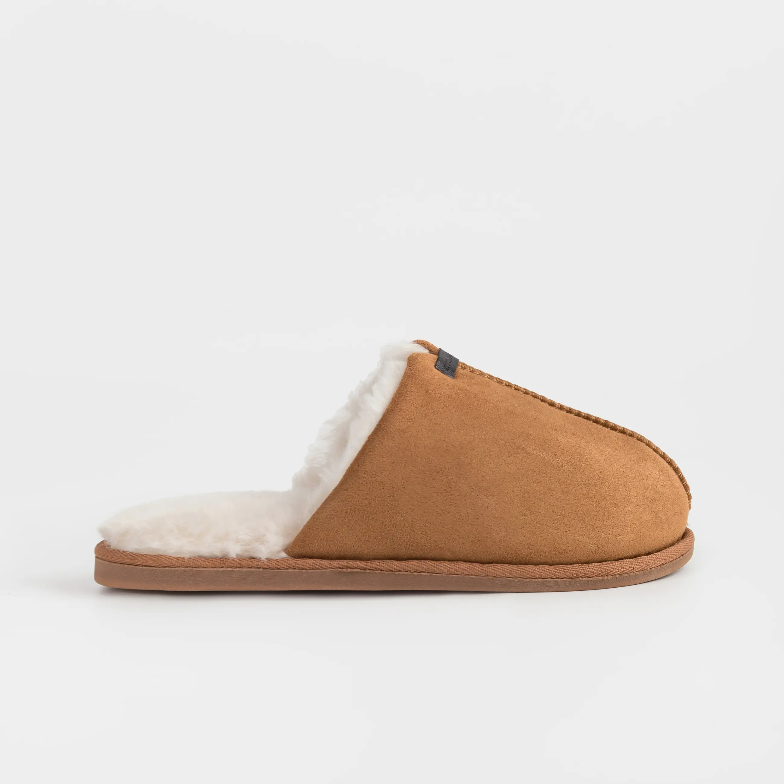 Тапочки женские, домашние, замша/искусственный мех, коричневые, Suede