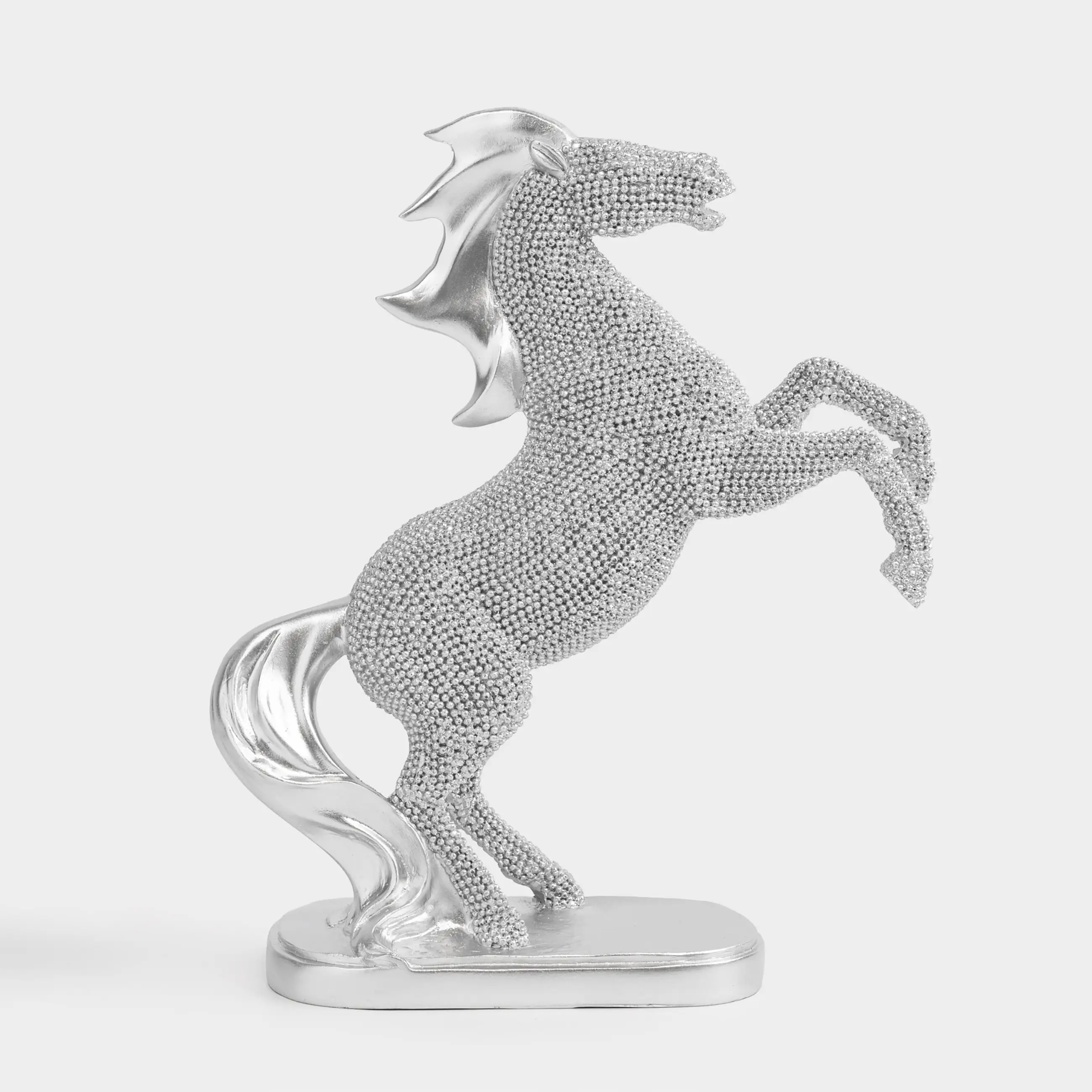 Статуэтка, 24 см, полирезин, серебристая, Конь на задних ногах, Horse silver