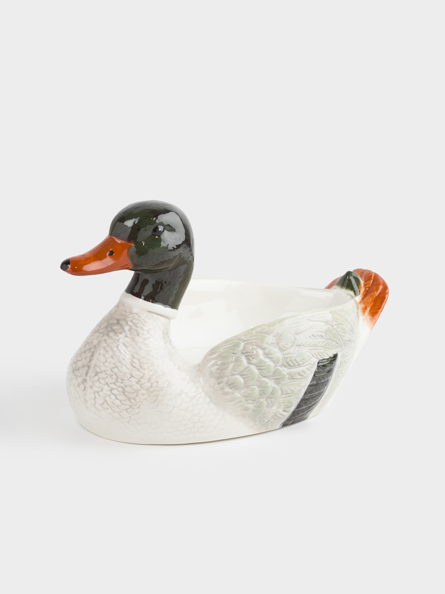 Блюдо глубокое, 34х20х17 см, керамика, зелено-белое, Селезень, Duck, image-2