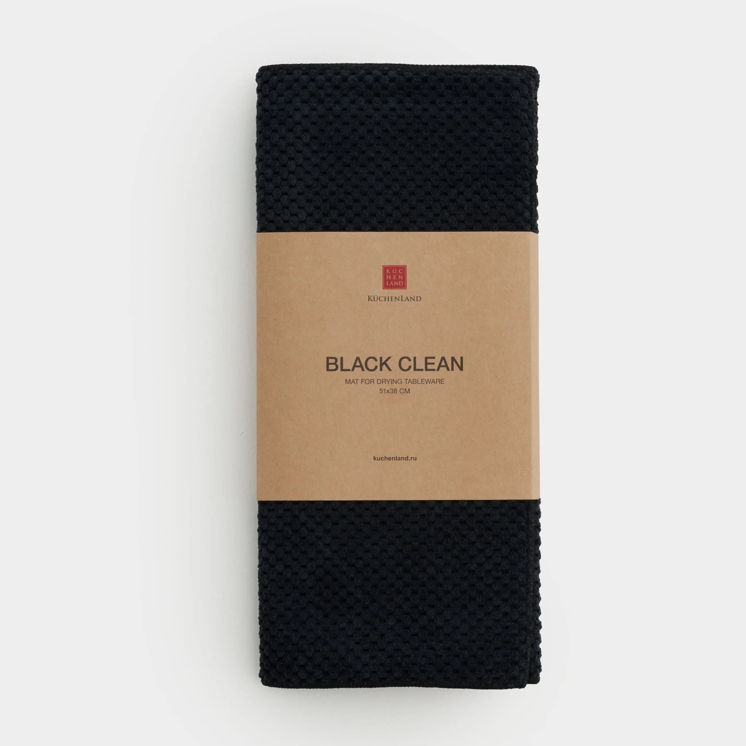 Ыдыстарды кептіруге арналған төсеніш, 51х38 см, микрофибра, қара, Black clean, image-0