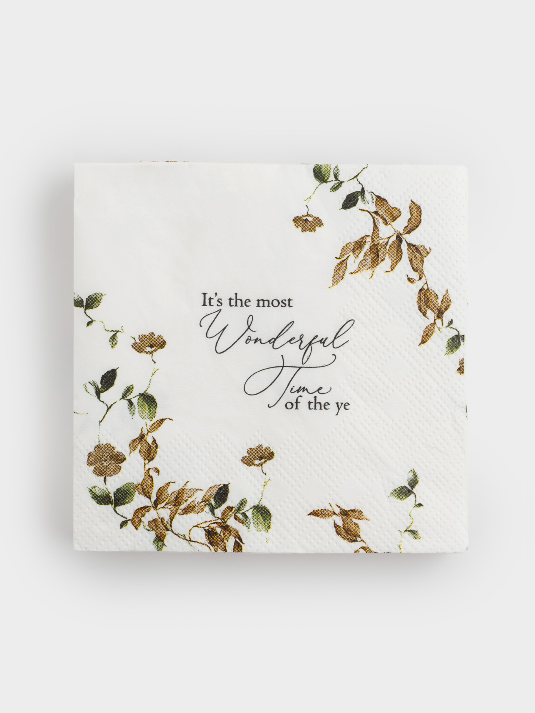 Салфетки бумажные, 21х21 см, 20 шт, квадратные, белые, Осенние цветы, Refined floral, image-0