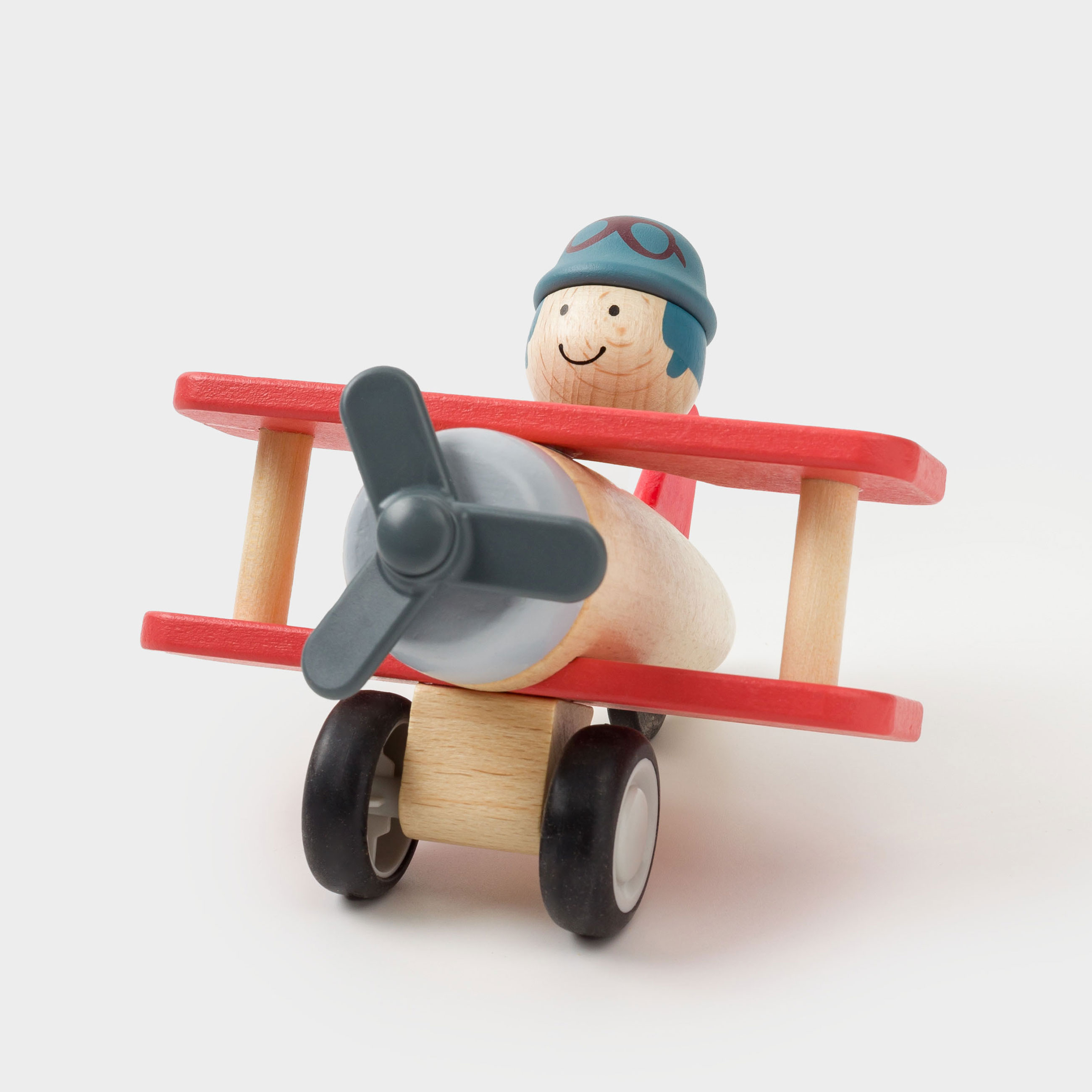 Ойыншық, 13х11 см, ағаш, қызыл, Ұшақ, Kiddy, image-0