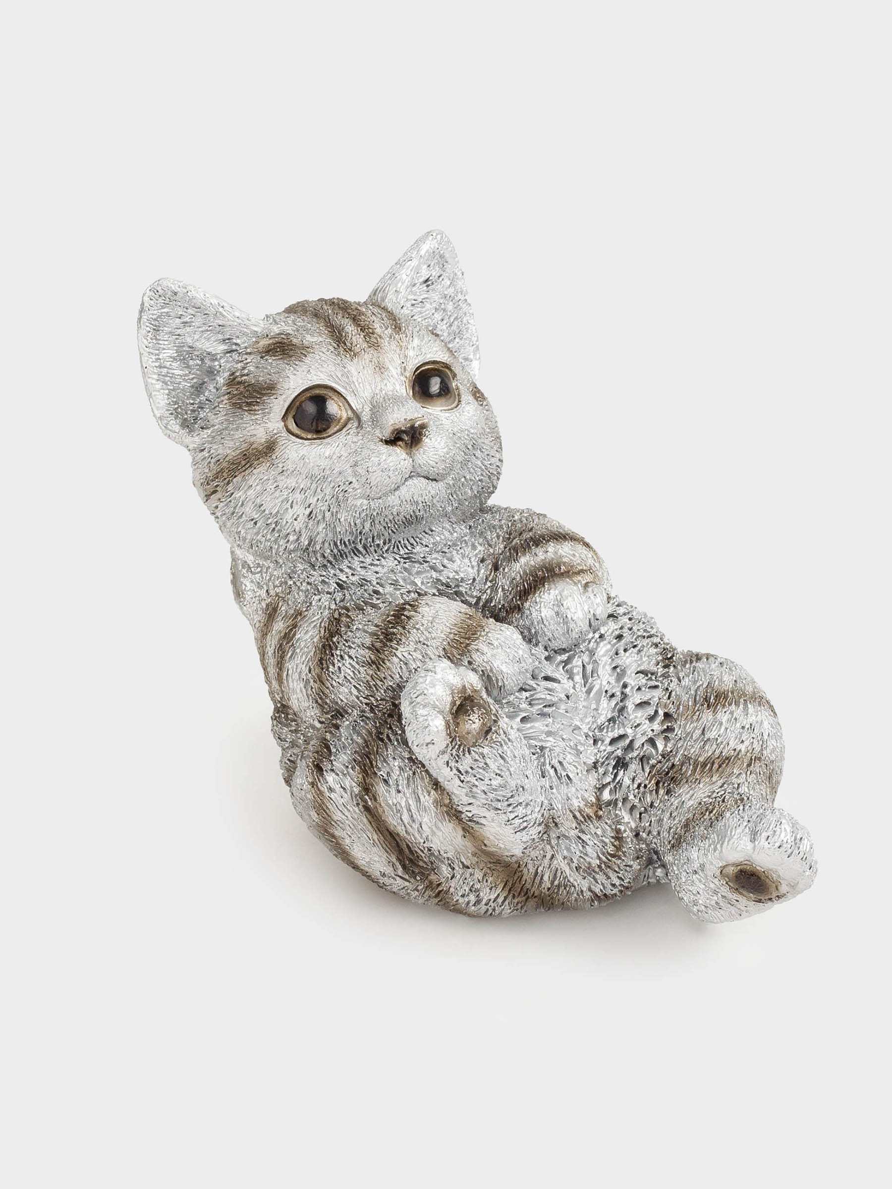 Мүсінше, 12 см, полирезин, күміс, Мысық жатыр, Cat, image-1
