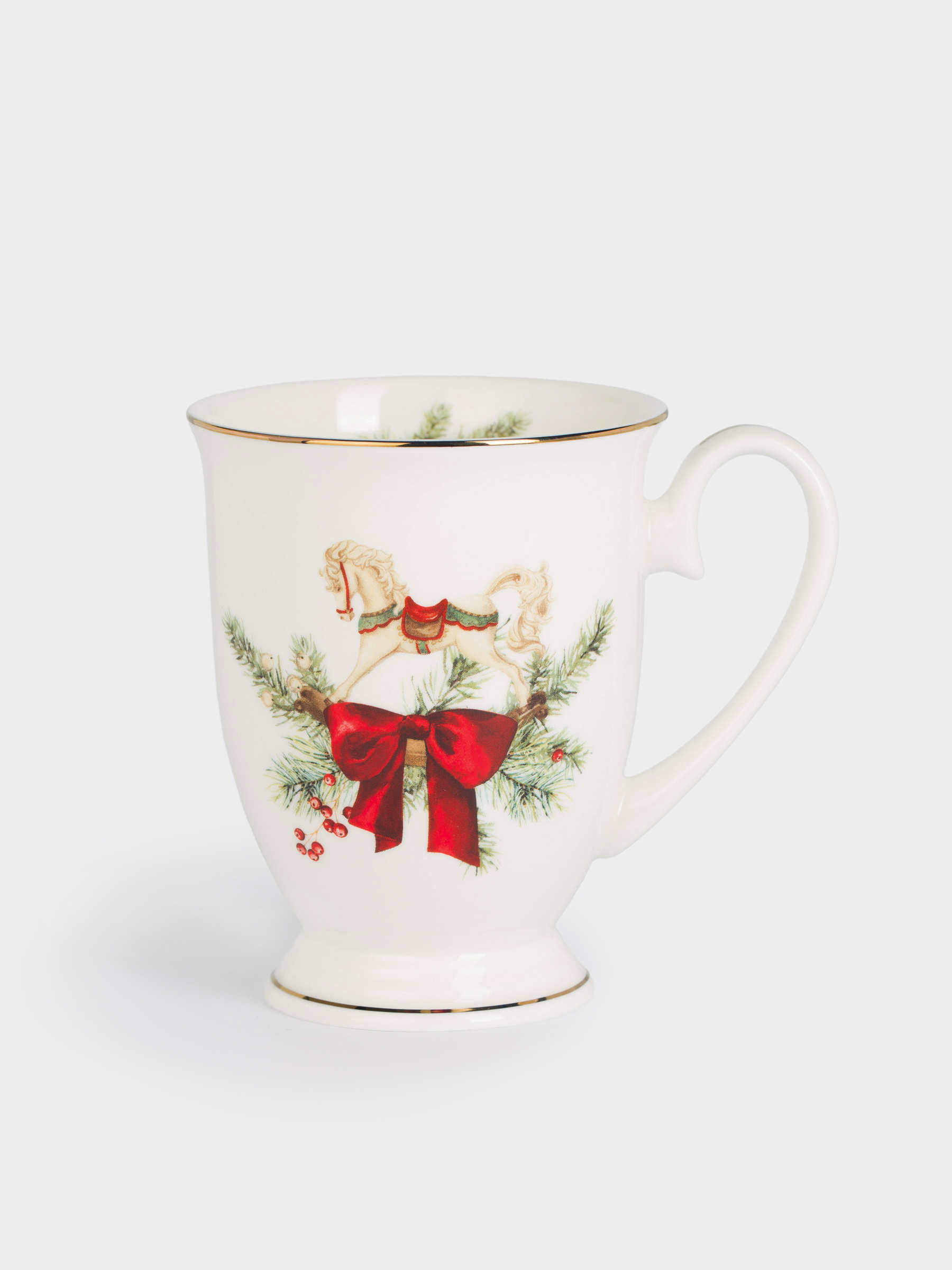 Кружка, 280 мл, 2 шт, фарфор F, Лошадка с елкой/Лошадка с бантом, Christmas miracle classic, image-4