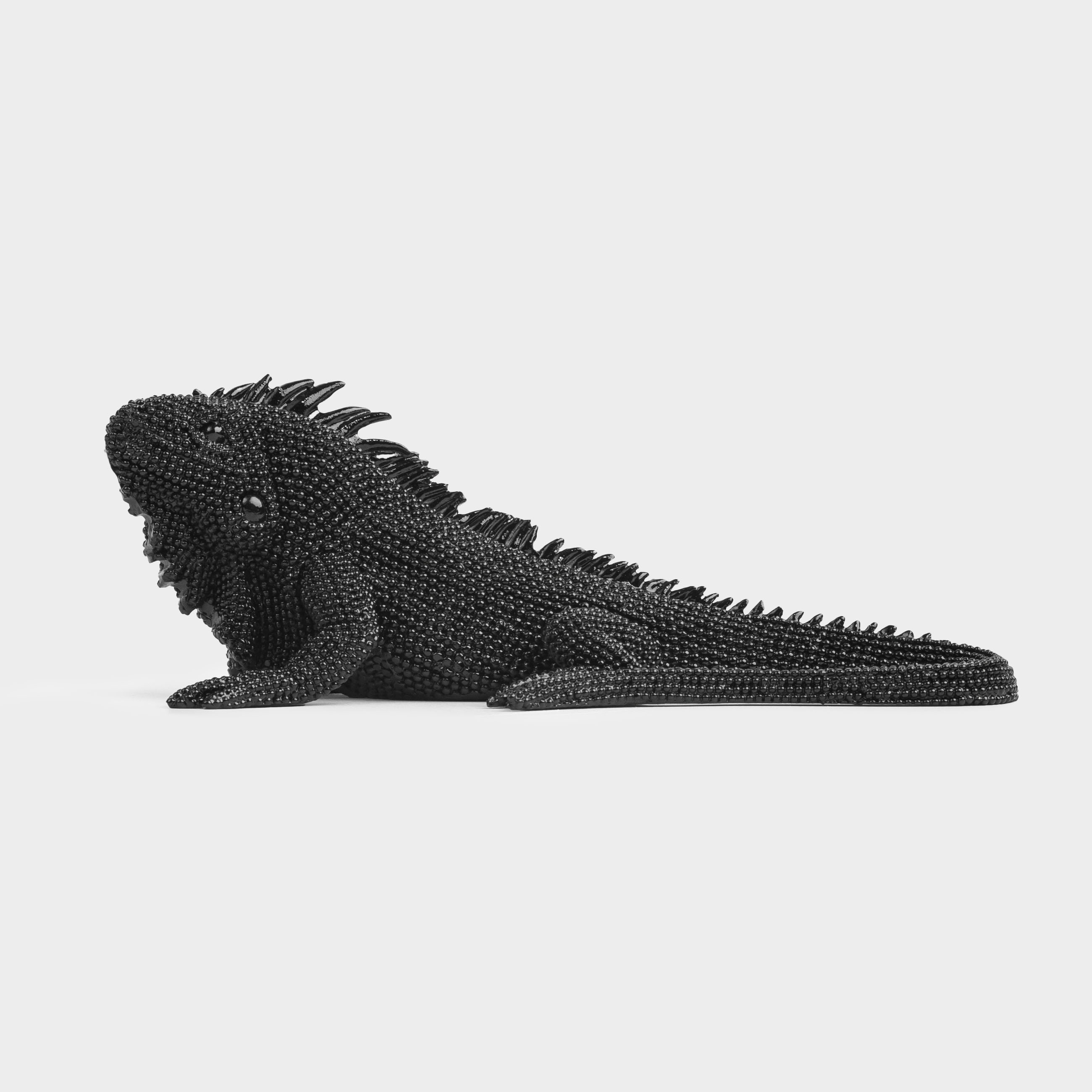 Статуэтка, 20х7 см, полирезин, черная, Игуана, Iguana, image-1