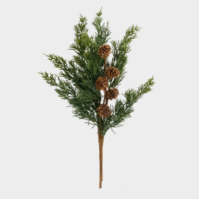 Ветка декоративная, 42 см, полиэтилен/металл, Хвоя с шишками, Conifer decor ,image-0