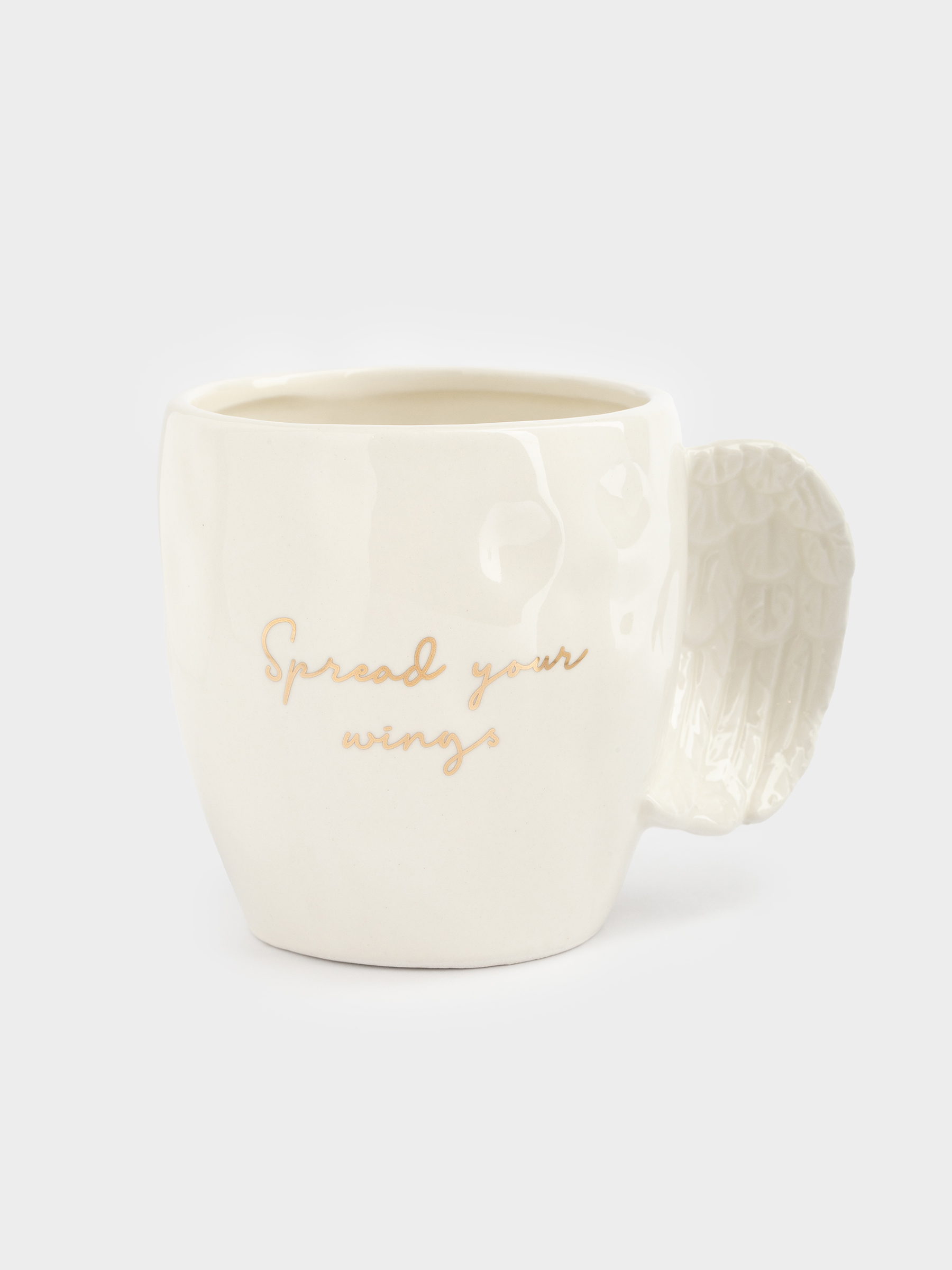 Кружка, 350 мл, керамика, молочно-золотистая, Spread your wings, Angel, image-0