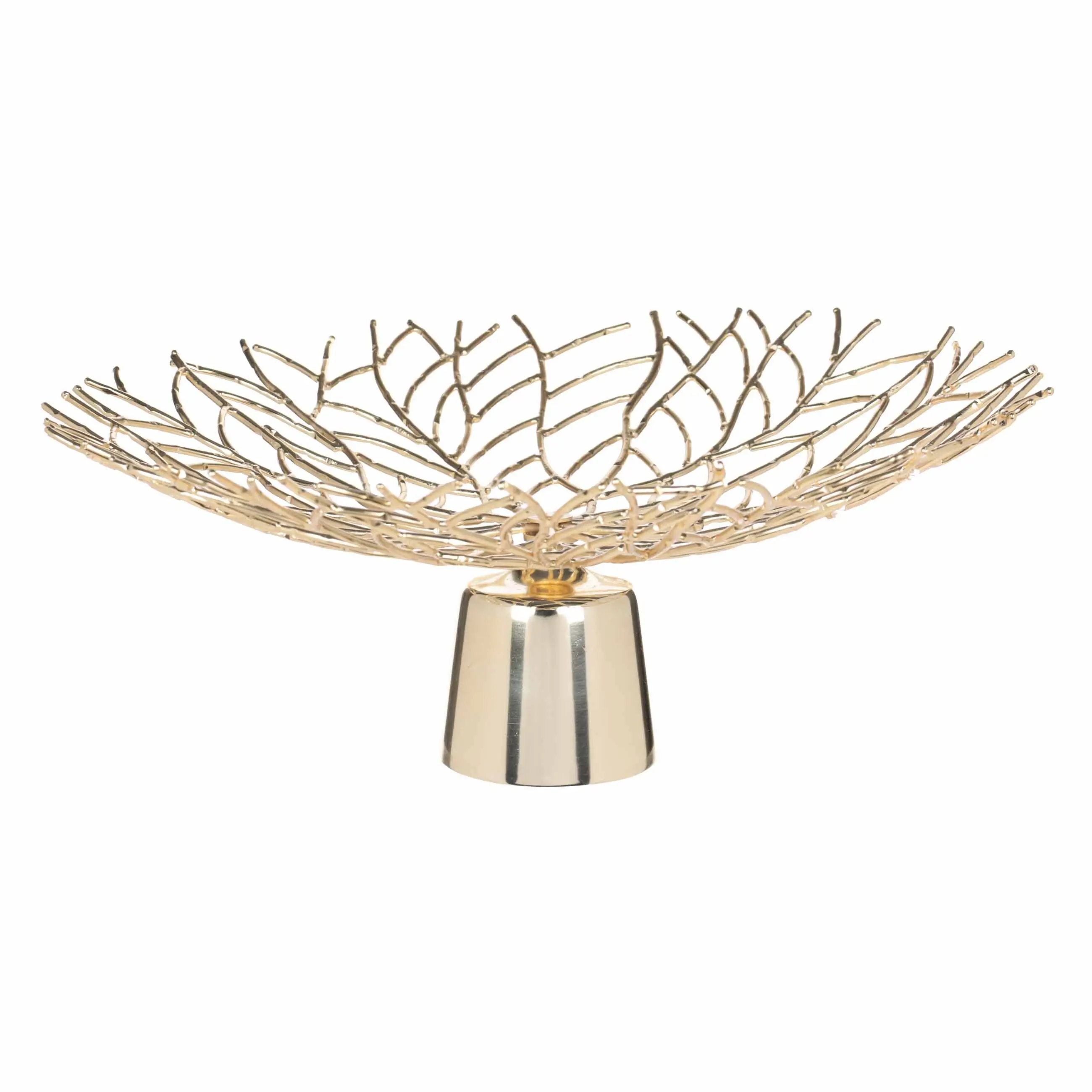 Корзина для фруктов, 37х19 см, на ножке, металл, золотистая, Ветви, Twist gold, image-0