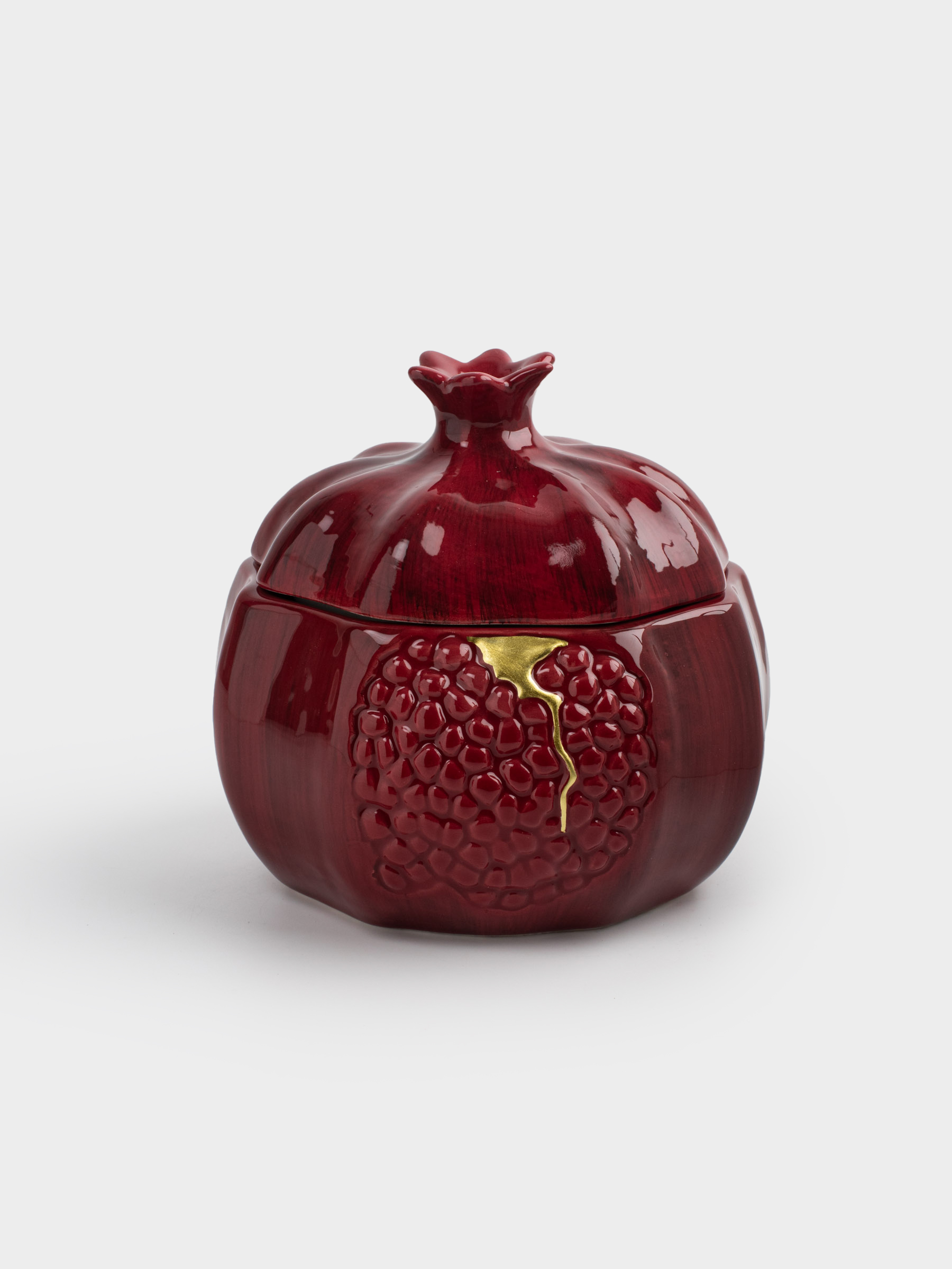 Сақтау ыдысы, 15х15 см, 1,2 л, керамика, қою қызыл, Анар, Pomegranate, image-0