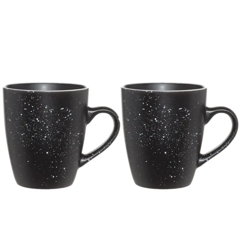 Кружка, 400 мл, 2 шт, керамика, черная, в крапинку, Particle ,image-0