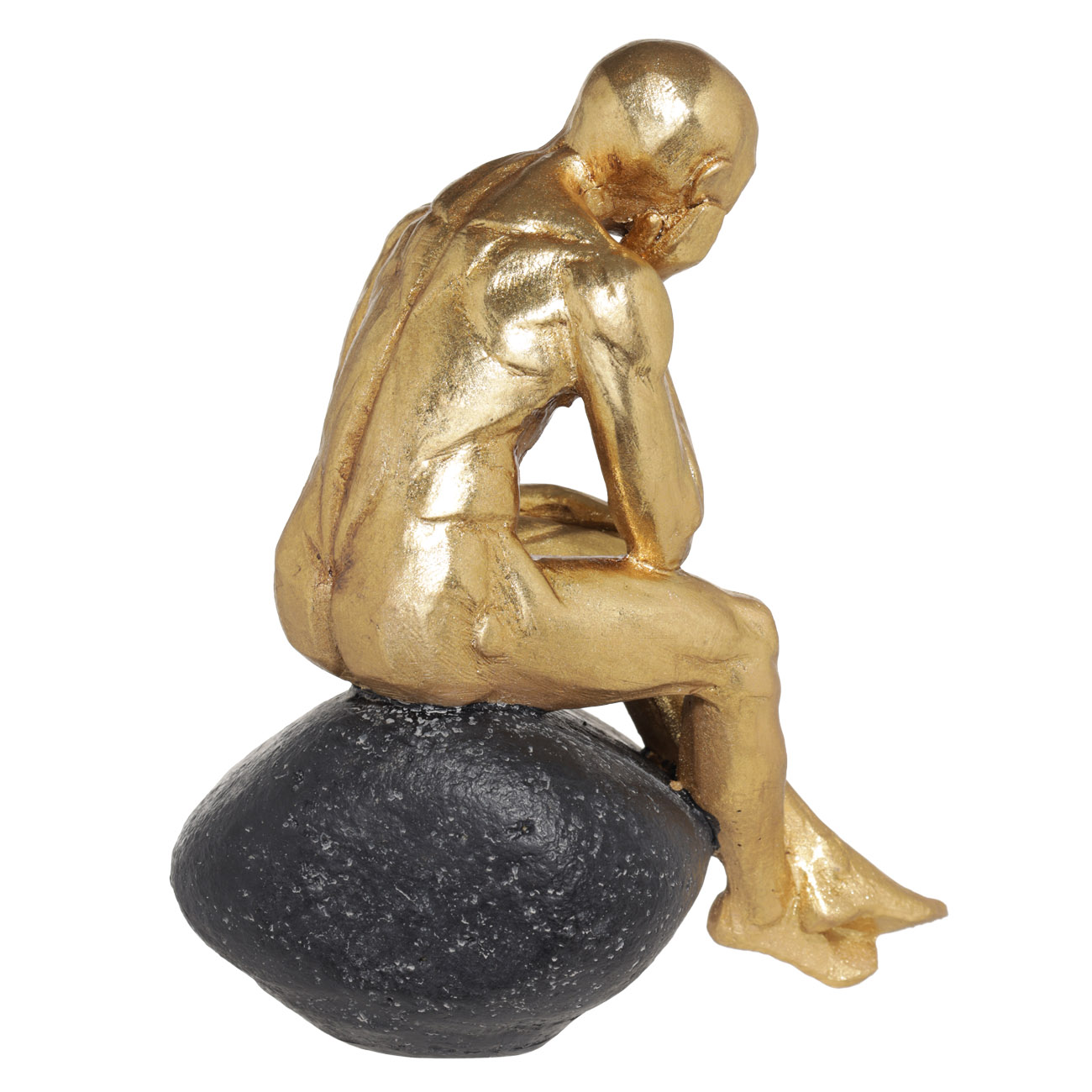 Статуэтка, 17 см, полирезин, золотисто-черная, Мыслитель на камне, Think изображение № 3