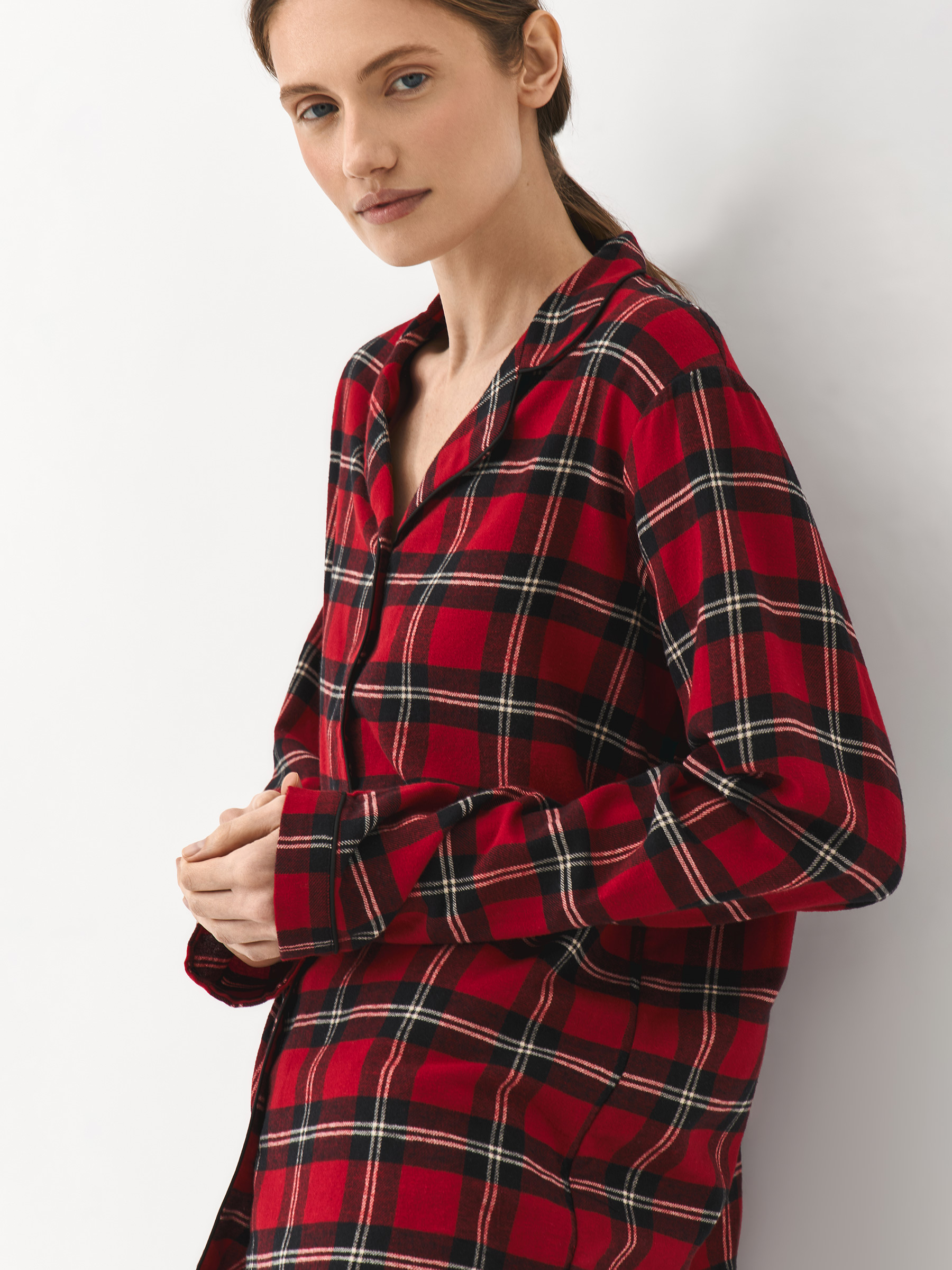 Пижама женская, с брюками, хлопок, красная, Клетка, Patsy, image-4