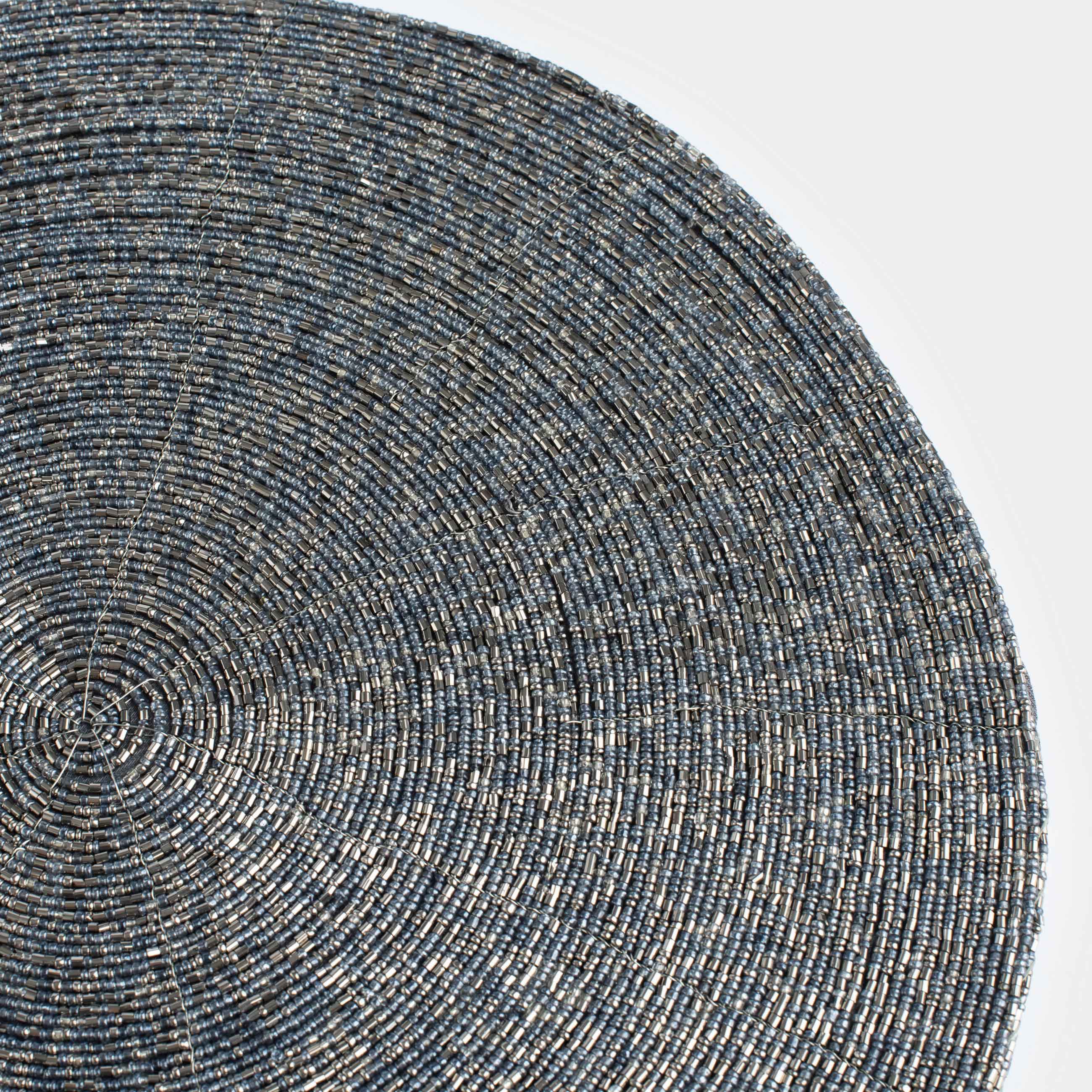 Салфетка под приборы, 36 см, бисер, круглая, серебристая, Shiny beads, image-2