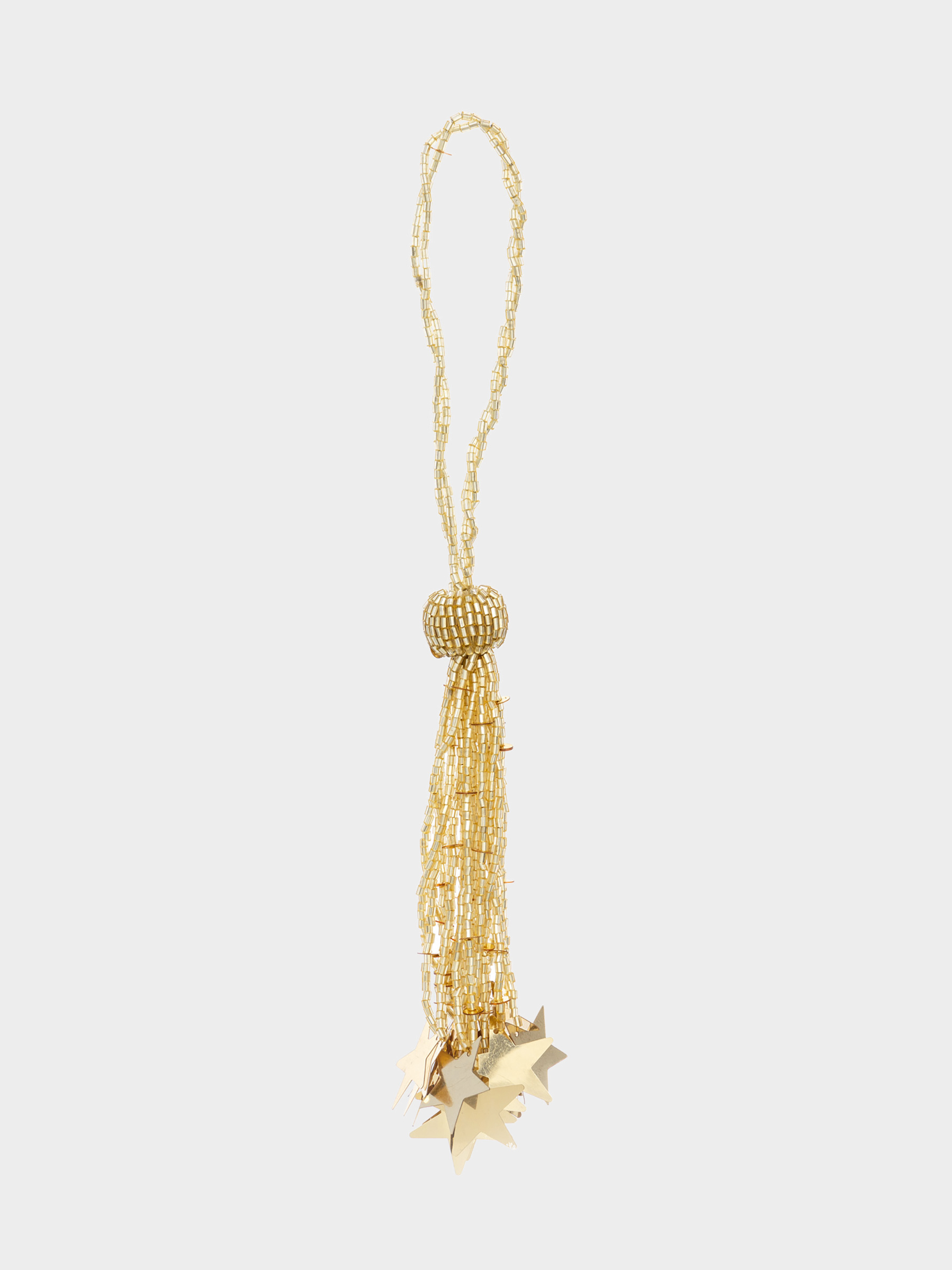 Игрушка елочная, 10 см, бисер, шампань, Кисточка со звездами, Beads figure, image-1