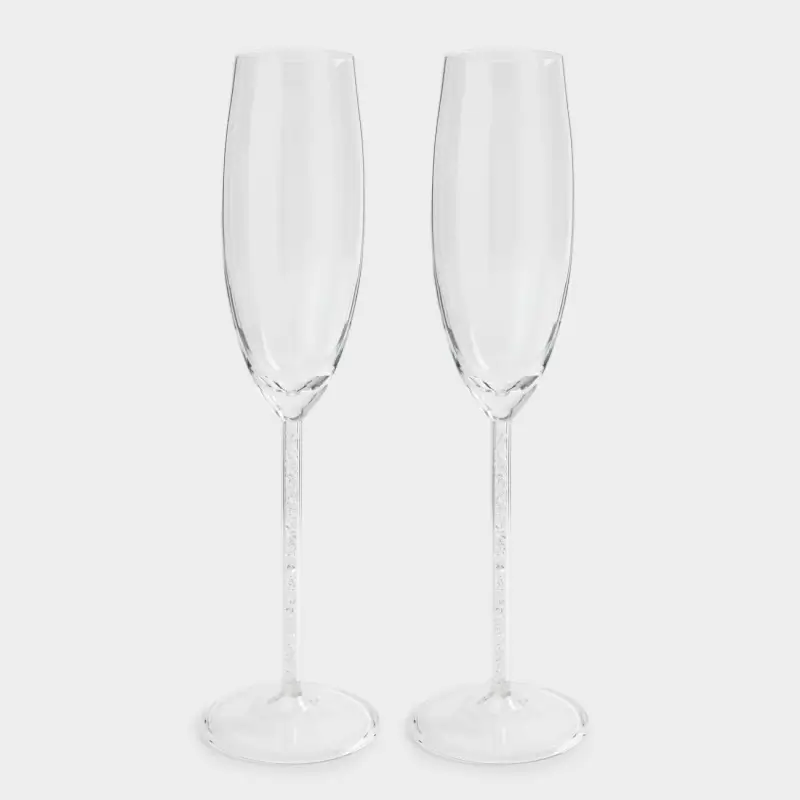 Бокал для шампанского, 180 мл, 2 шт, стекло/стразы, Crystal decor