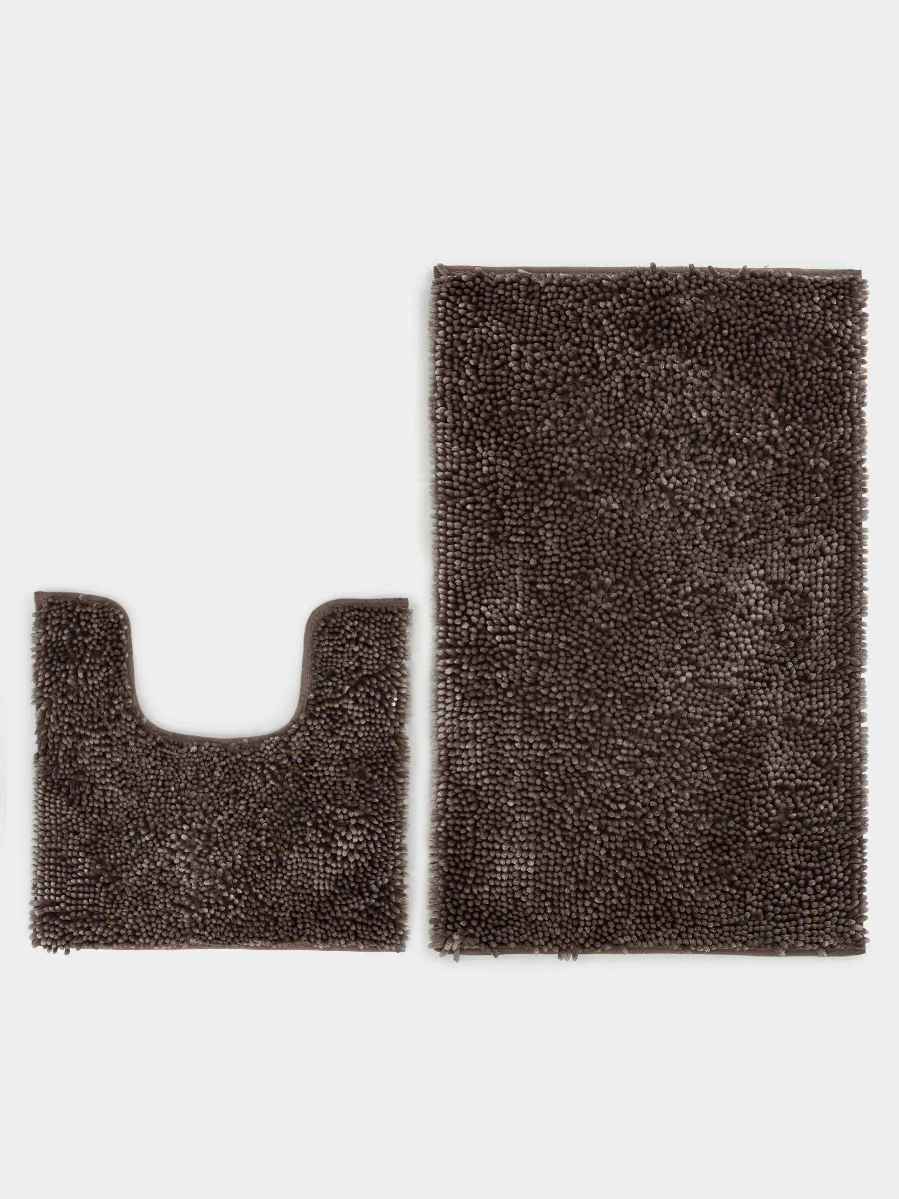 Жуынатын бөлмеге арналған кілемше, 50x80/50x50 см, 2 дана, сырғанауға қарсы, полиэстер, қоңыр, Fluffy, image-0