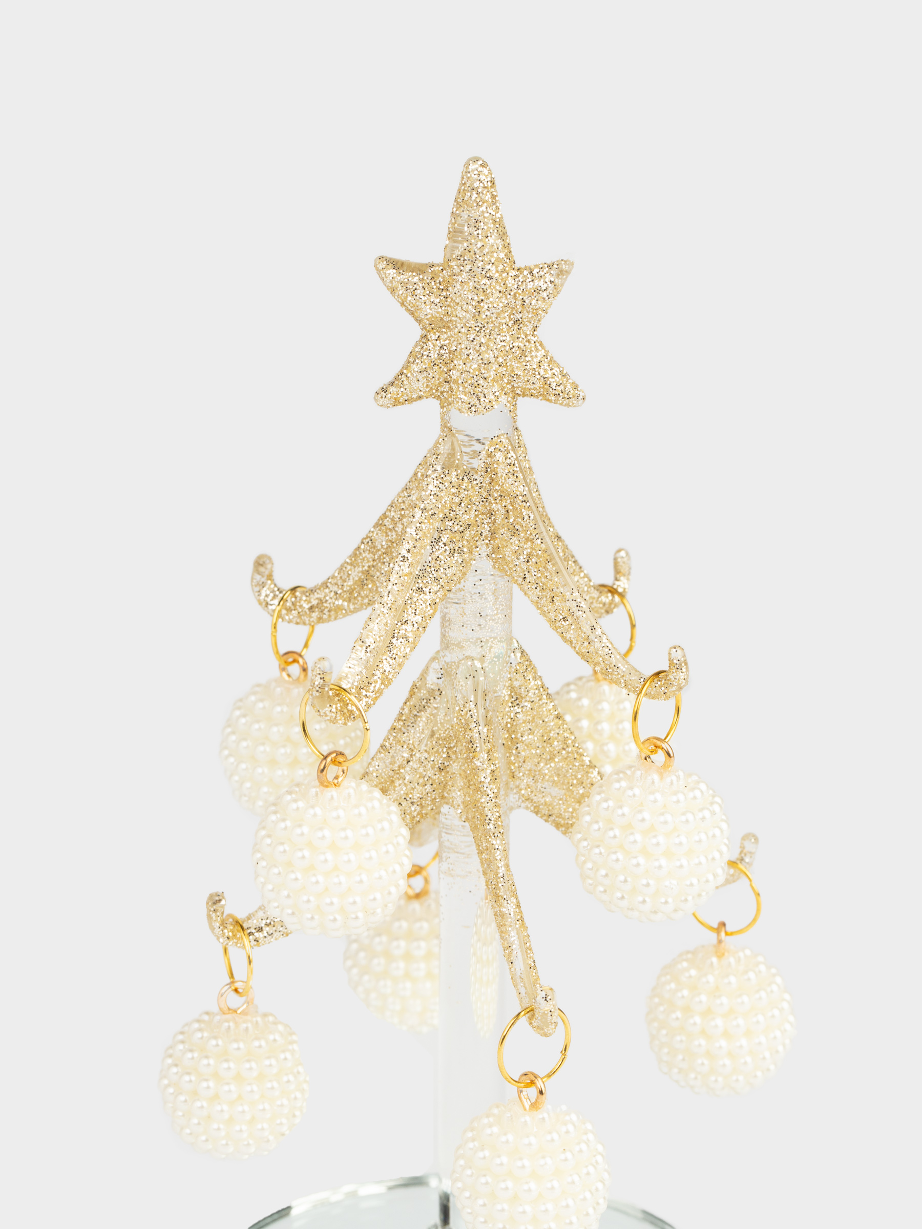 Статуэтка, 15 см, с подвесками, стекло, золотистая, Ель с шишками, Christmas vitreous, image-3