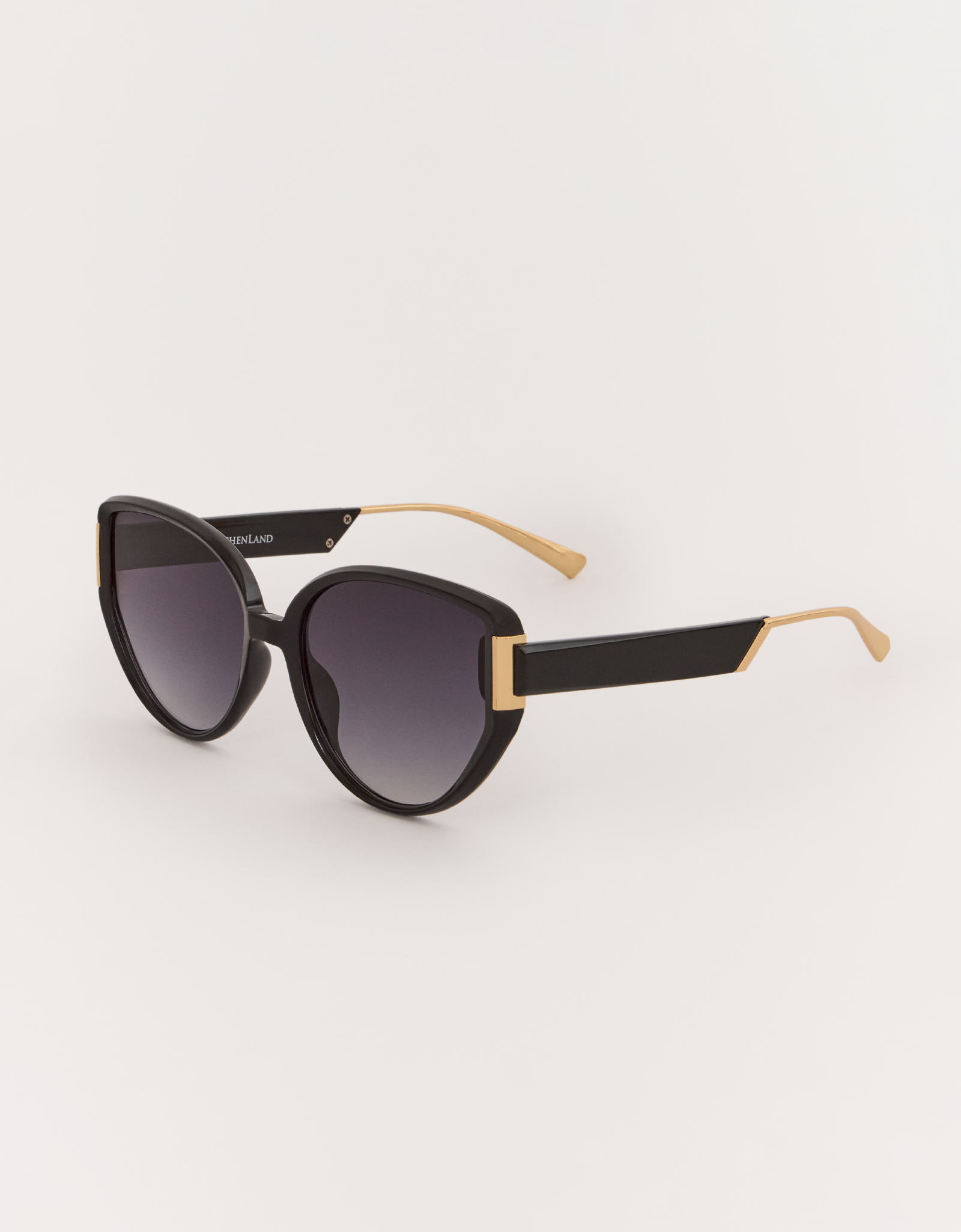 Очки солнцезащитные, металл/пластик, овальные, золотисто-черные, Eyewear, image-1