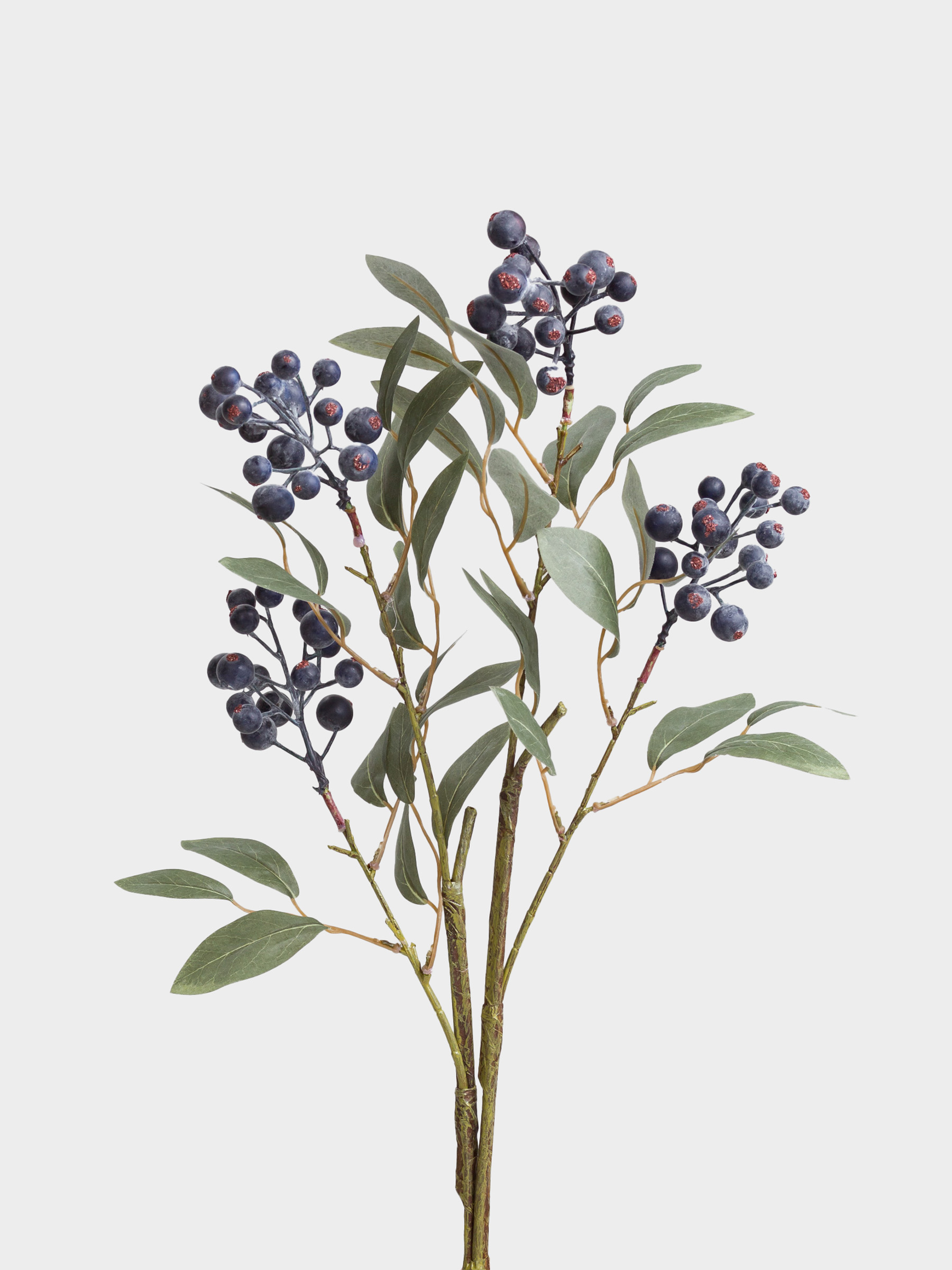 Ветка декоративная, 91 см, пенопласт/полиэстер, Синие ягоды, Blue berry, image-1