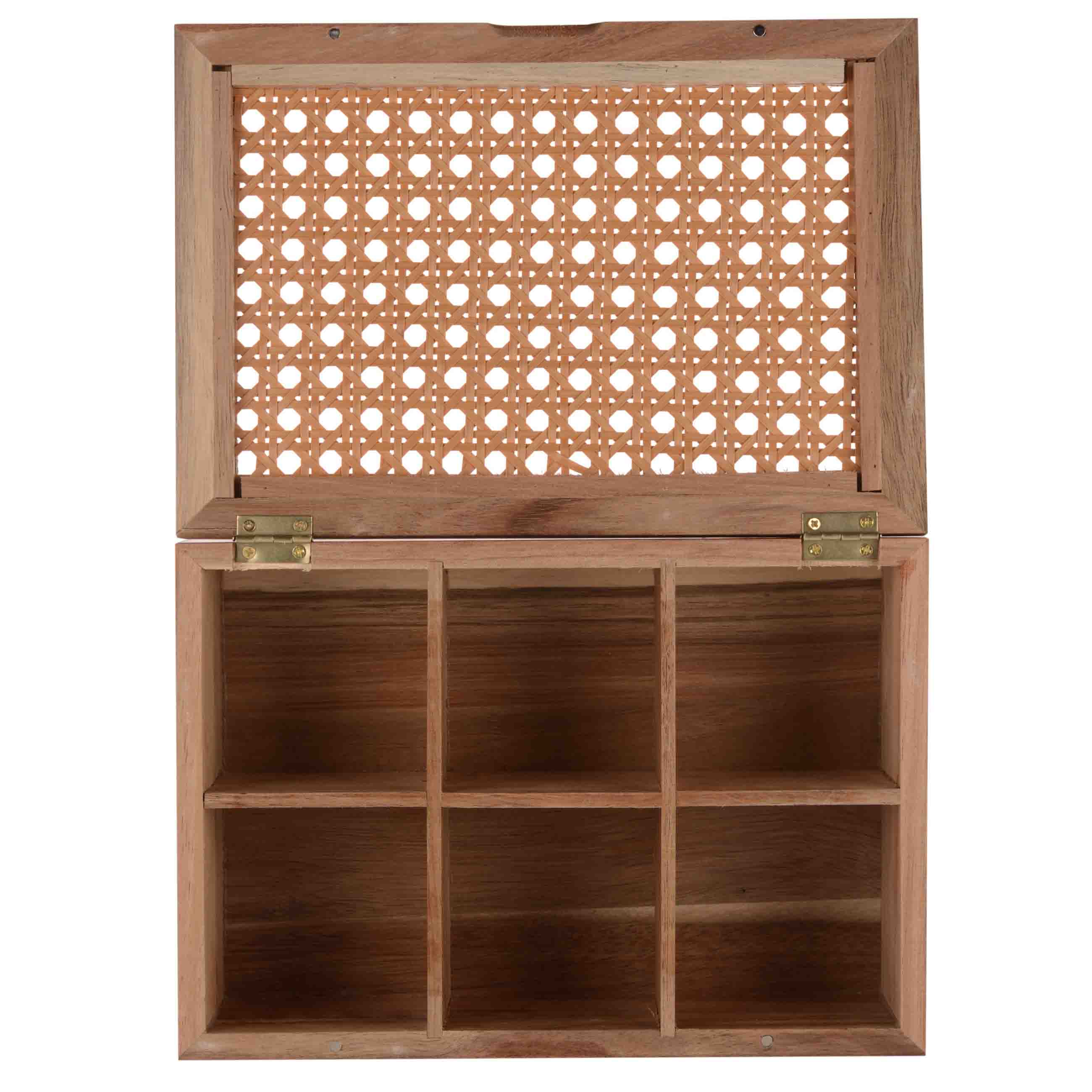 Коробка для чая, 24х16 см, 6 отд, дерево/ротанг, прямоугольная, Lattice изображение № 3