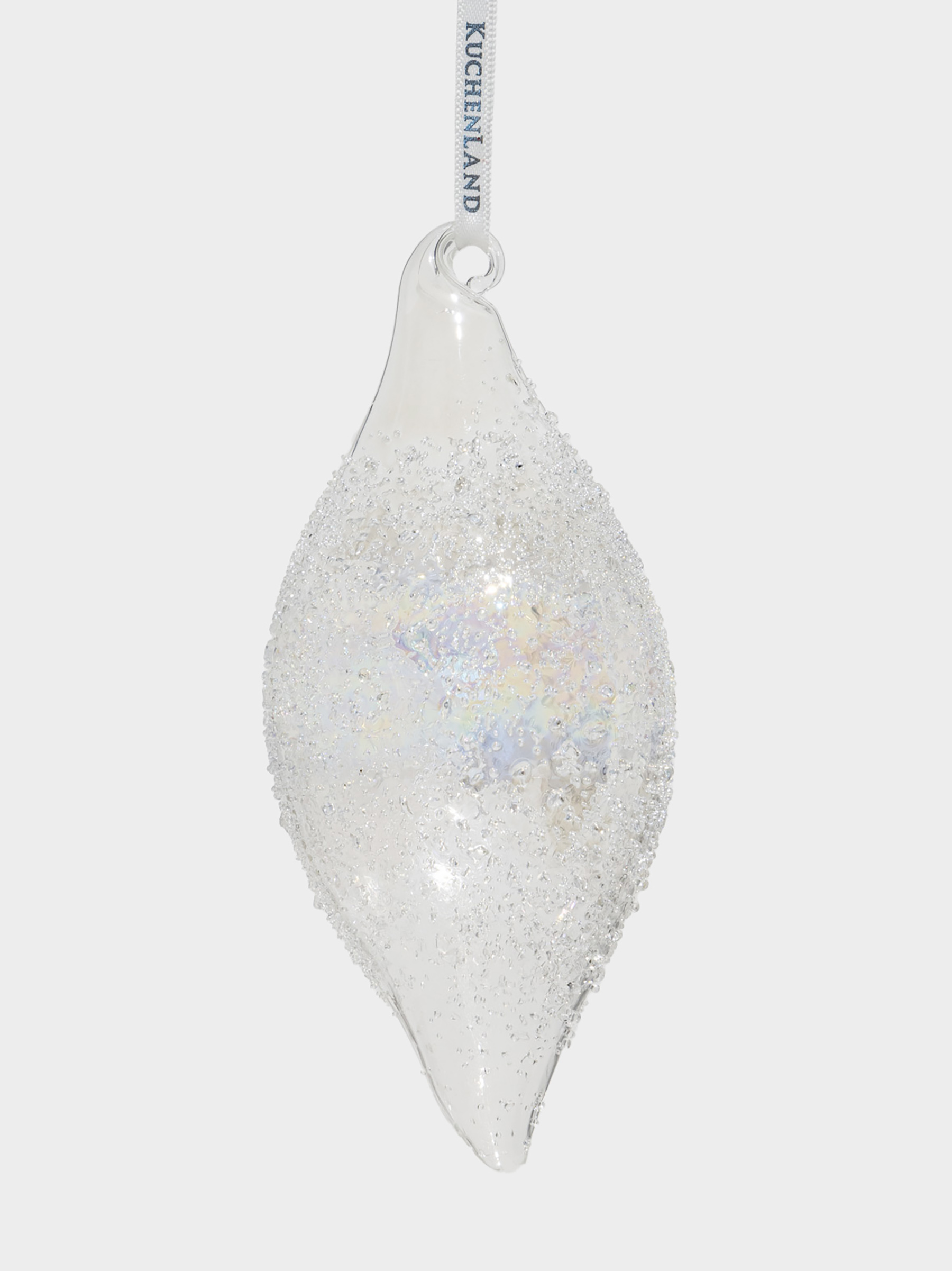 Игрушка елочная, 14 см, стекло, перламутр, Завиток с изморозью, Ball sparkle, image-1
