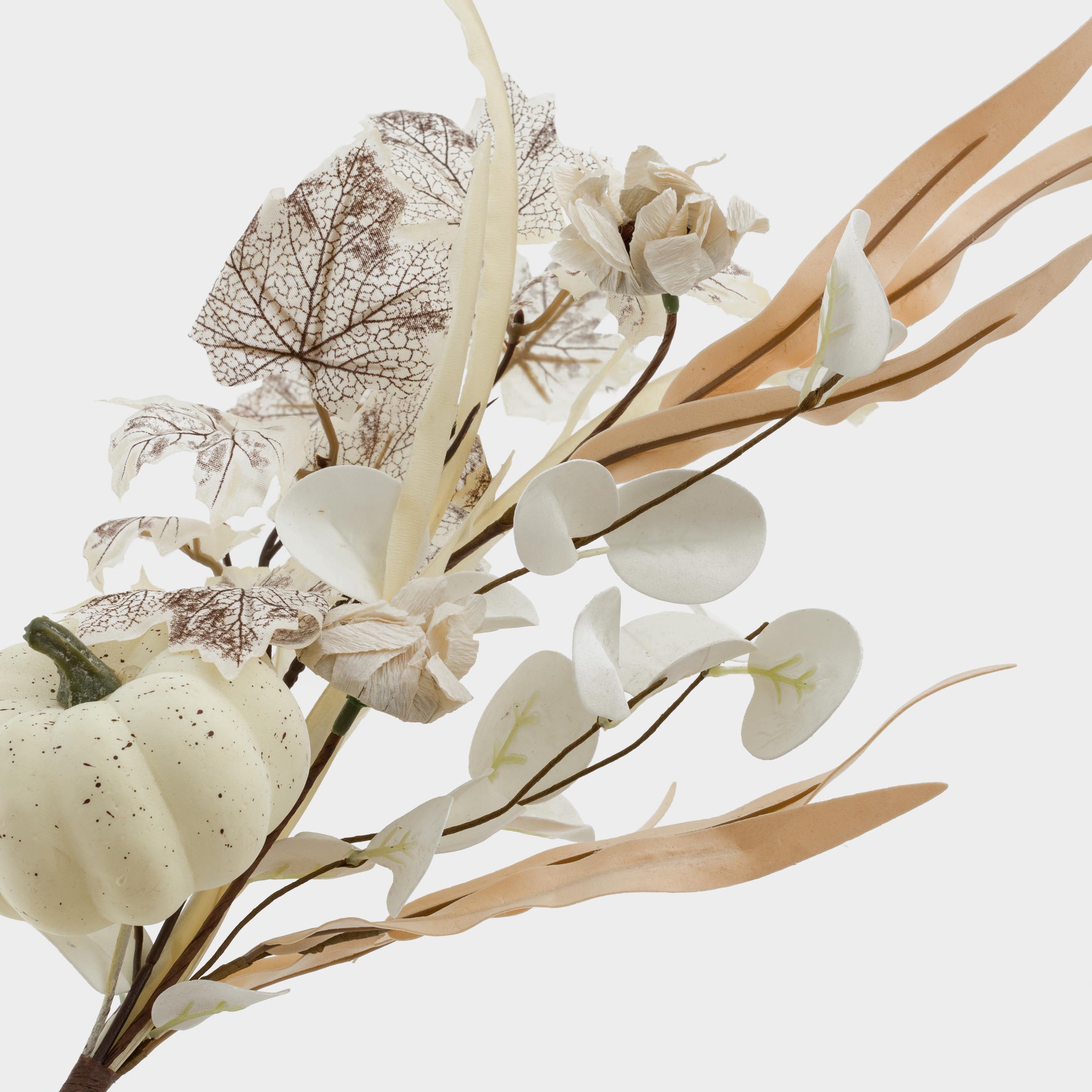 Сәндік бұтақ, 50 см, көбік/полиэстер, Ақ гүл шоғы, Golden glow decor, image-1