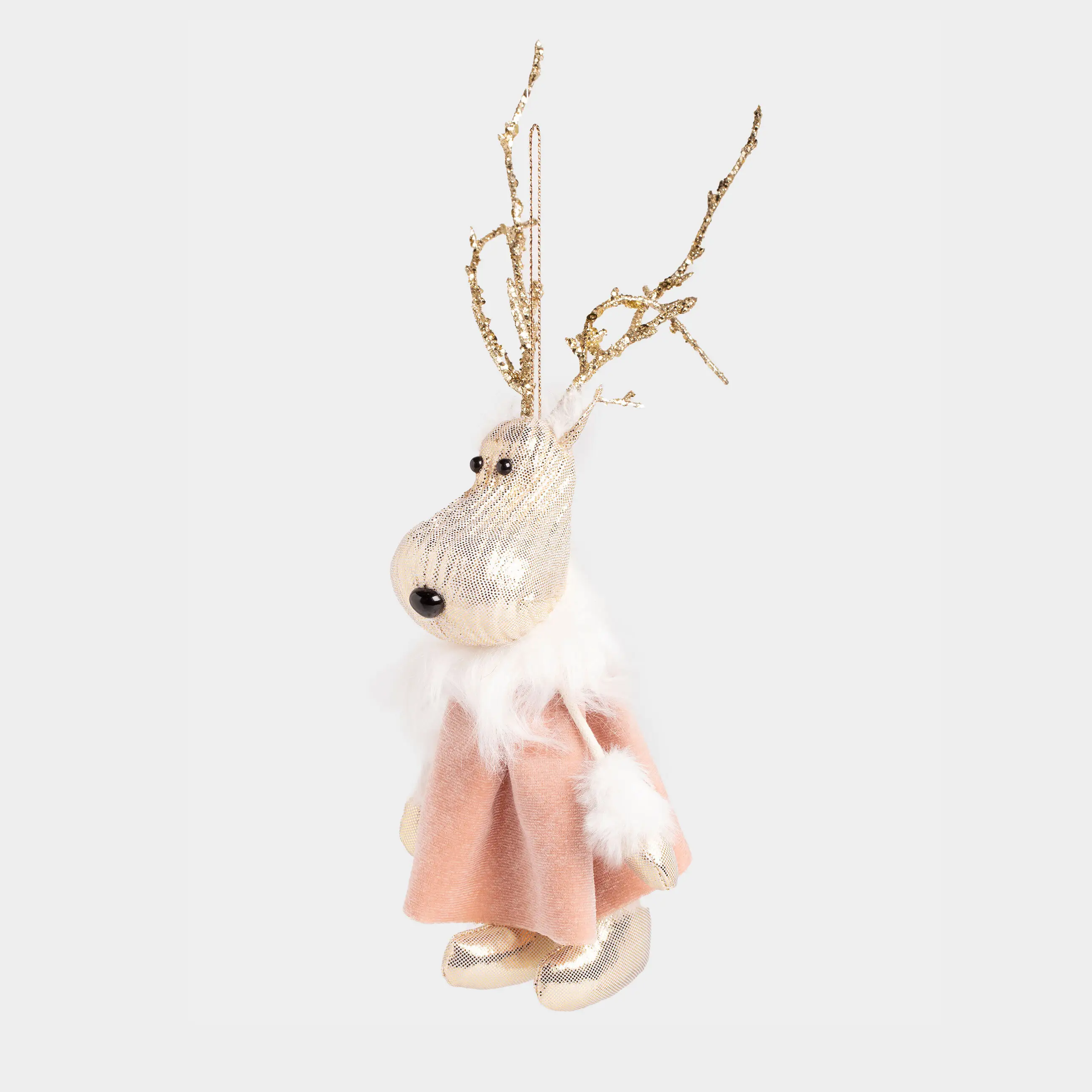 Игрушка елочная, 24 см, полиэстер/пенопласт, шампань, Олень, Figure Christmas Fuzz