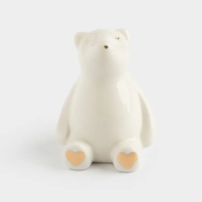 Статуэтка, 8 см, фарфор P, молочно-золотистая, Мишка, Bear ,image-0