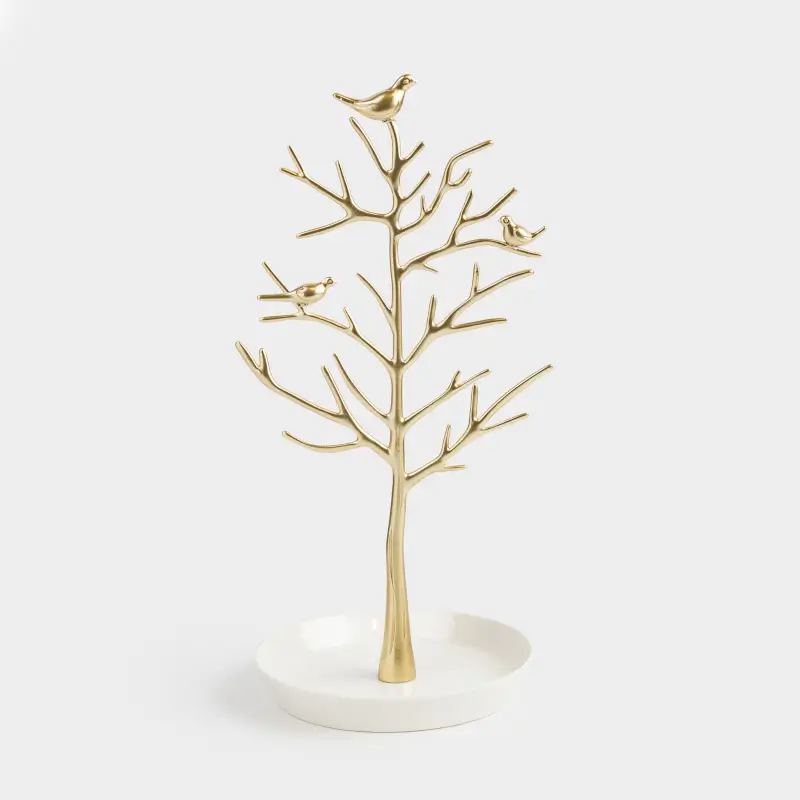 Держатель для украшений, 30 см, металл, золотистый, Дерево с птицами, Magic tree ,image-0