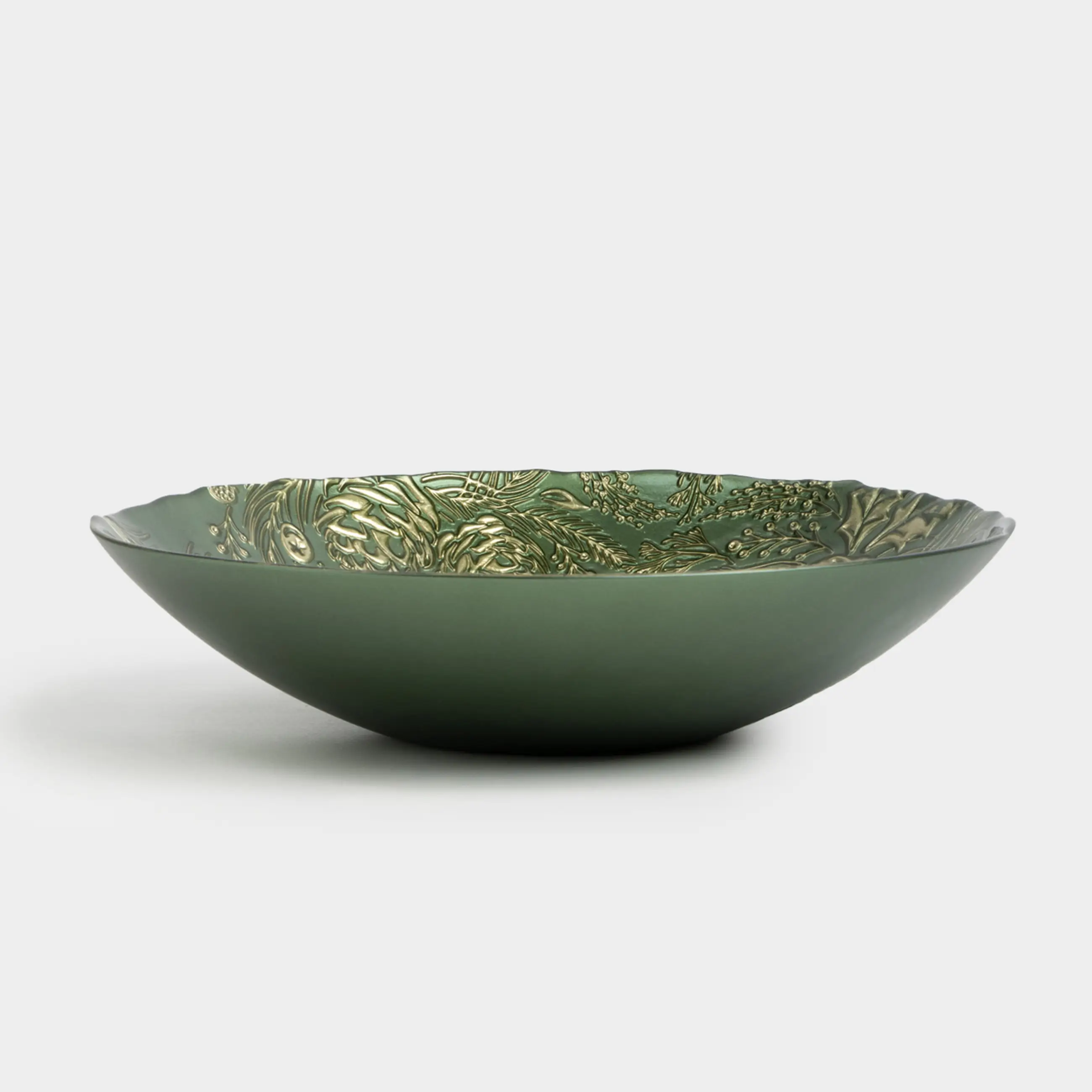 Жеміс вазасы, 30х8 см, шыны, жасыл, Шырша бұтағы, Brumal